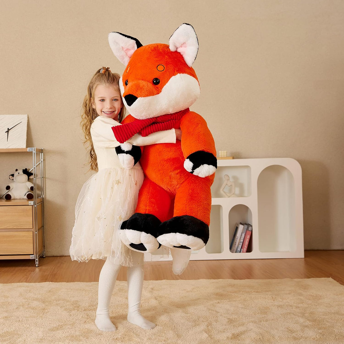 EARTHSOUND Juguete de peluche de zorro gigante, 30 pulgadas, grande...