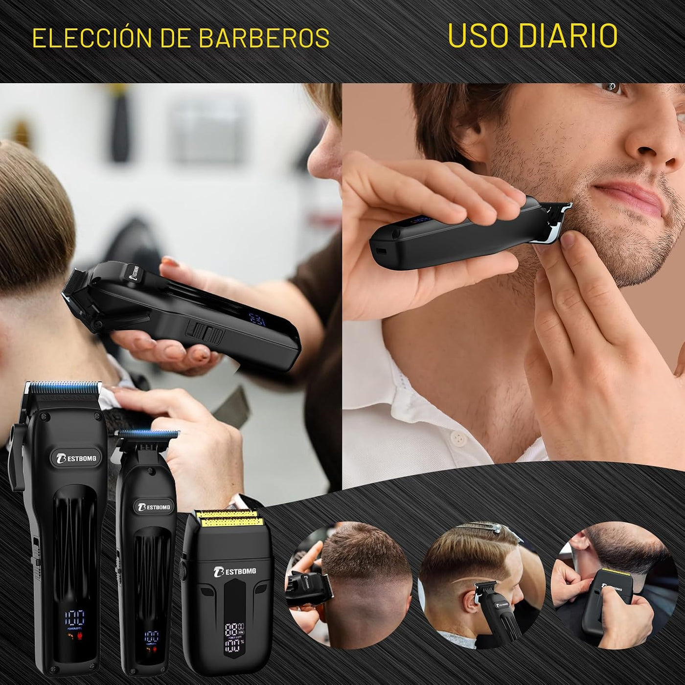 BESTBOMG® BS-808A - Juego de cortapelos para hombres, recortadora y...