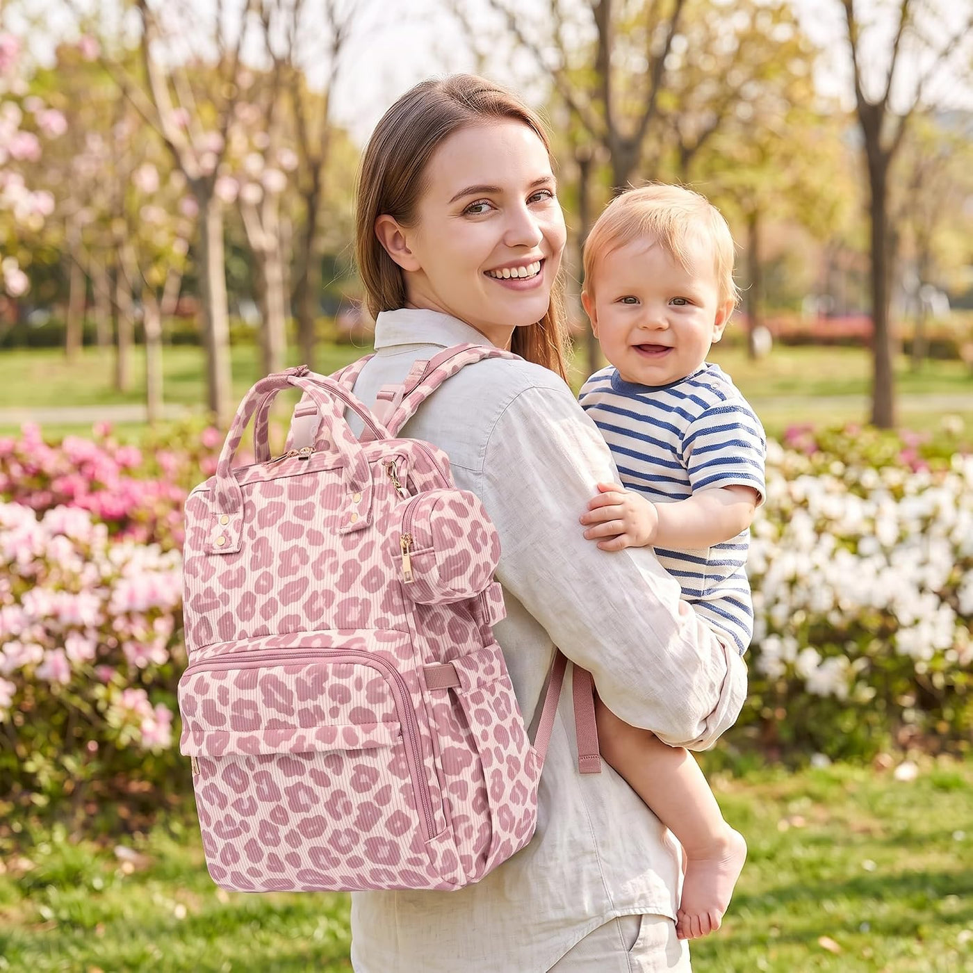 Lrenagao Mochila para pañales de bebé para mamá y papá, bolsa de pa...