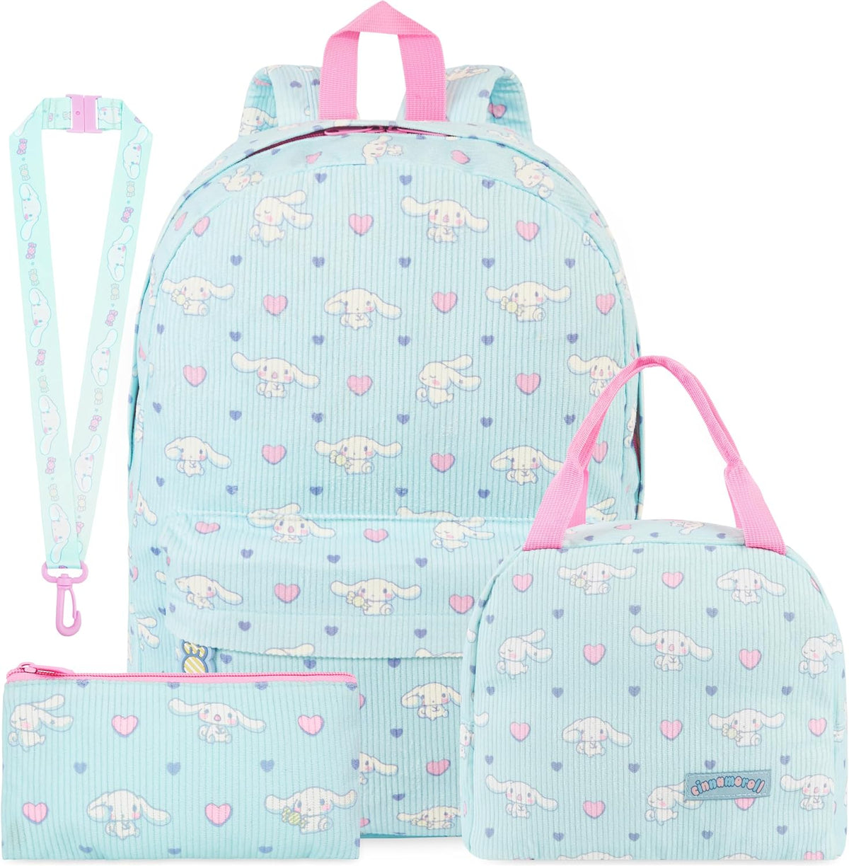 Get Trend Cinnamoroll Mochila de pana para niñas Juego de 4 piezas...