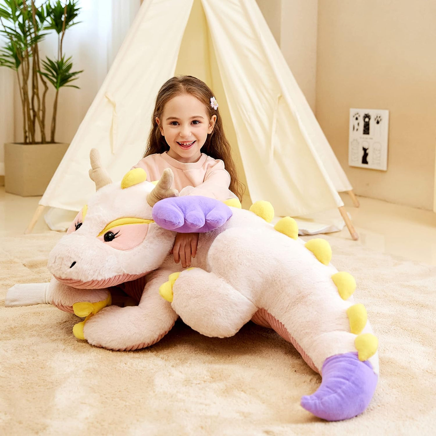 IKASA Juguete de Peluche de Animal de Dragón Gigante, Dinosaurio Gr...