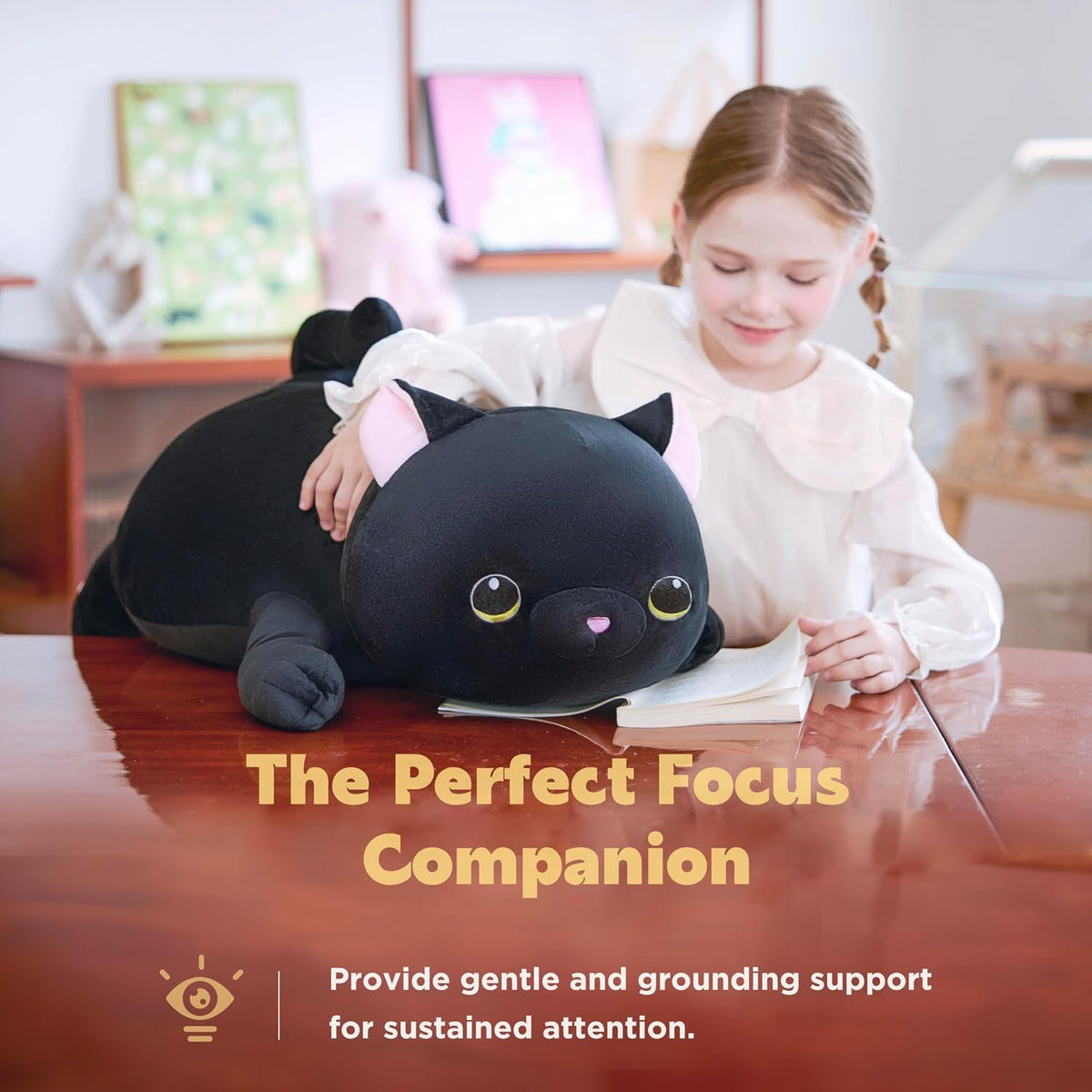 IKASA Juguete de peluche gigante de 5 libras con peso de gato negro...