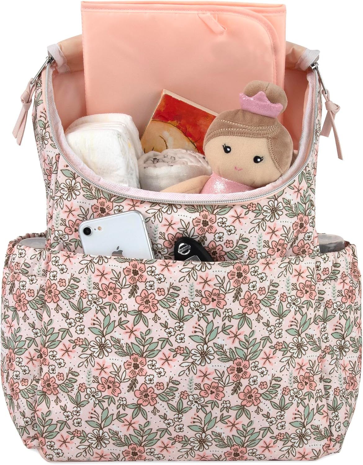 Mochila multifuncional para pañales florales y bolsa de viaje para...