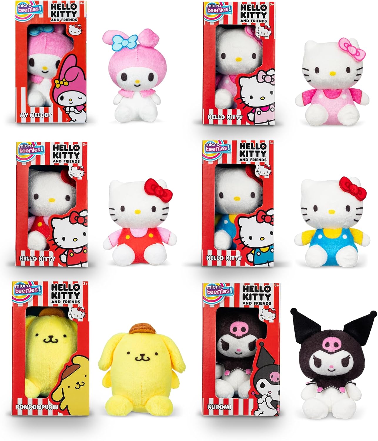 Micro Teenies Hello Kitty y amigos, paquete de 6 - Figura de peluch...