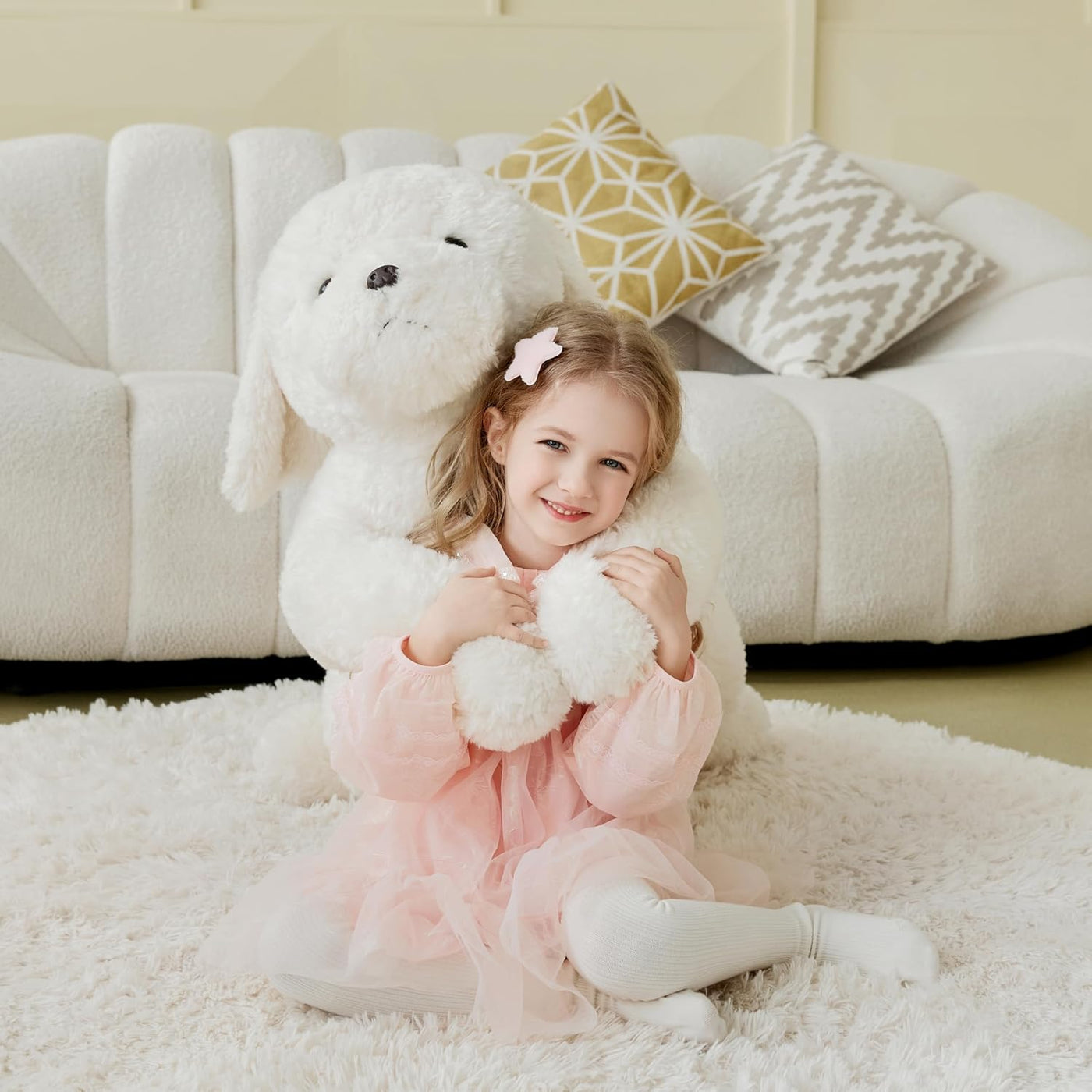 IKASA Peluche de perro labrador blanco gigante de 30 pulgadas, suav...
