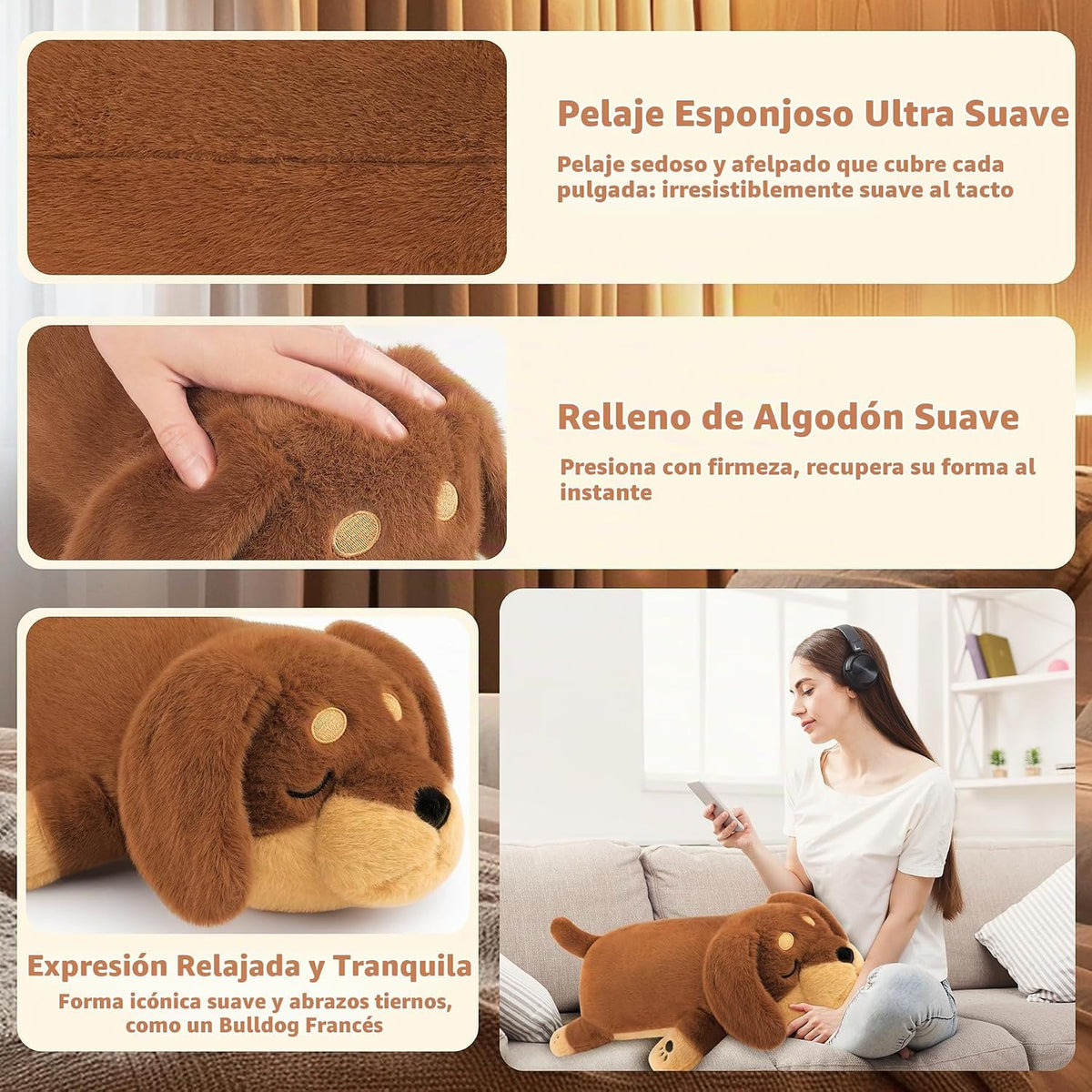Peluche de perro salchicha con peso de 5 libras, peluche grande de...