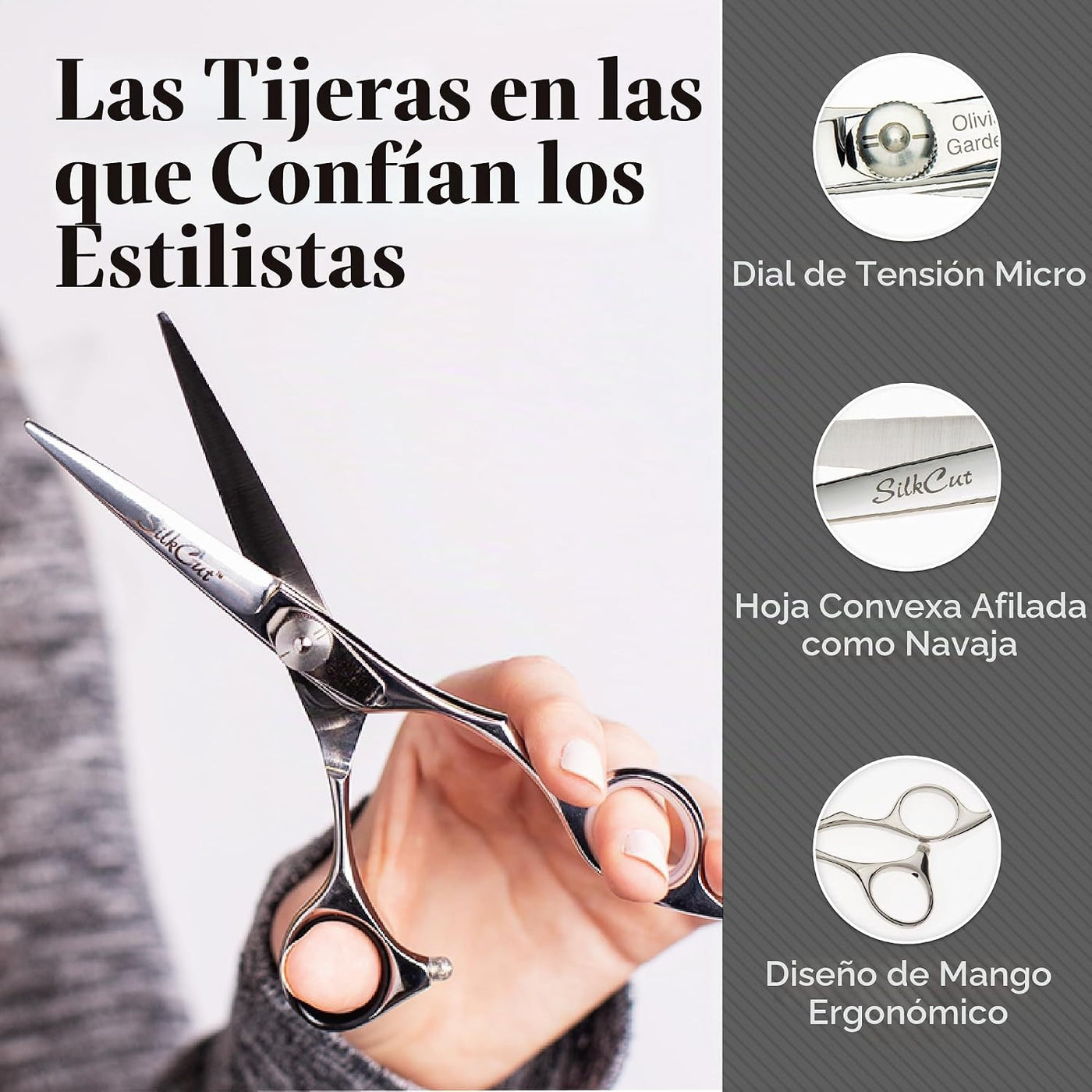 Olivia Garden SilkCut - Cizalla profesional para peluquería y estuc...