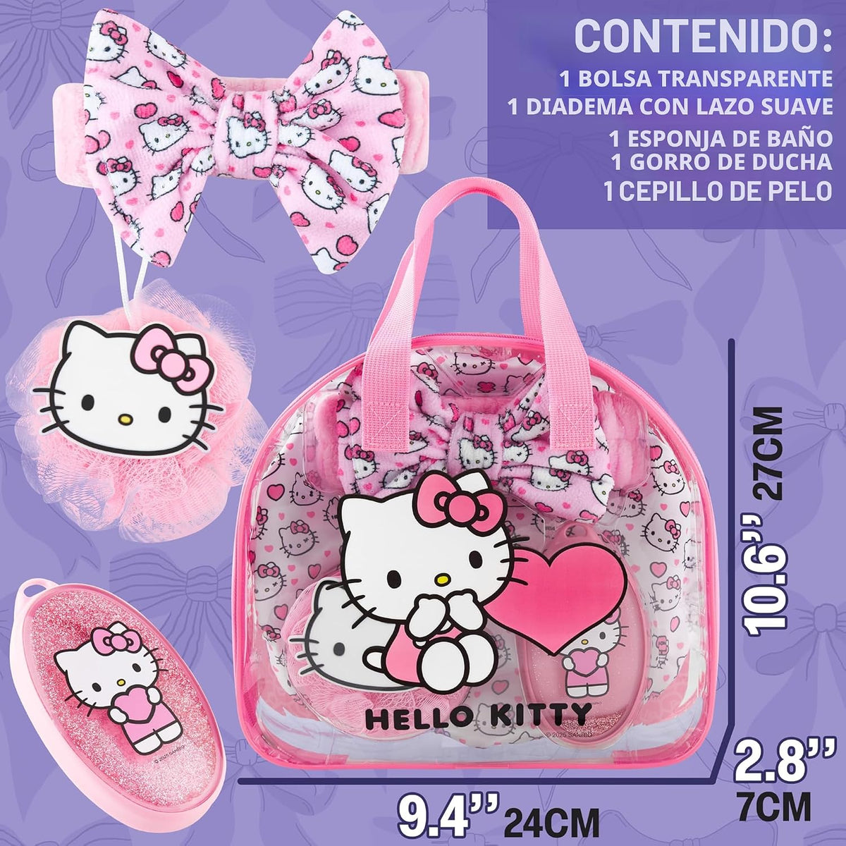 Get Trend Hello Kitty Sanrio - Juego de accesorios de ducha, necese...