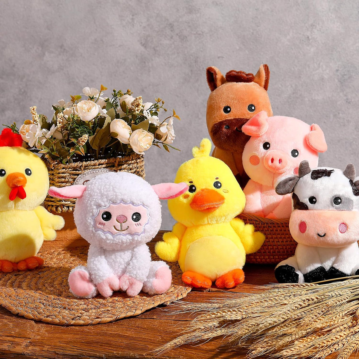 RoundFunny 6 Piezas Juguetes de Animales de Granja de 7 Pulgadas Ca...