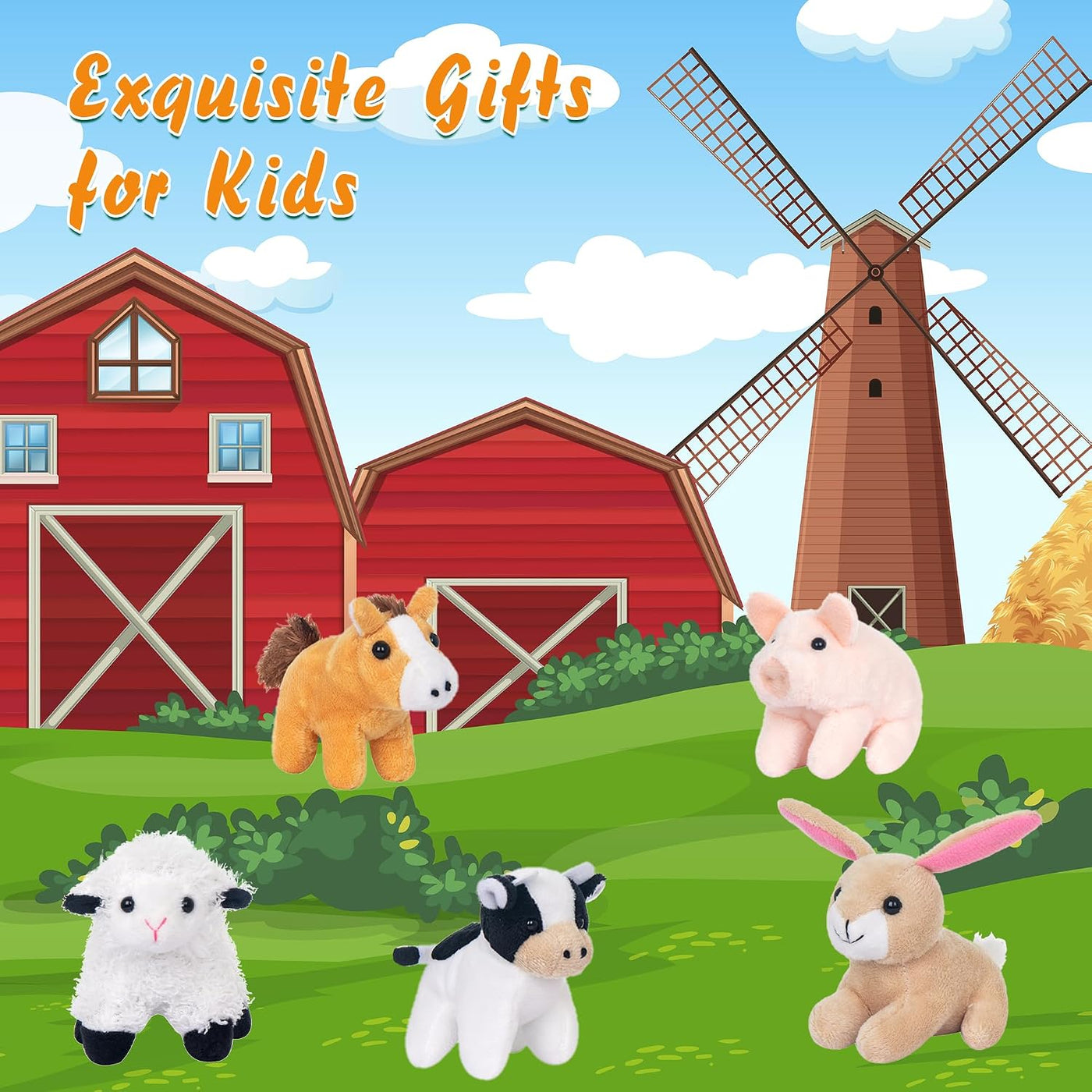 My OLi Paquete de 10 Juguetes de Animales de Granja de Peluche Anim...