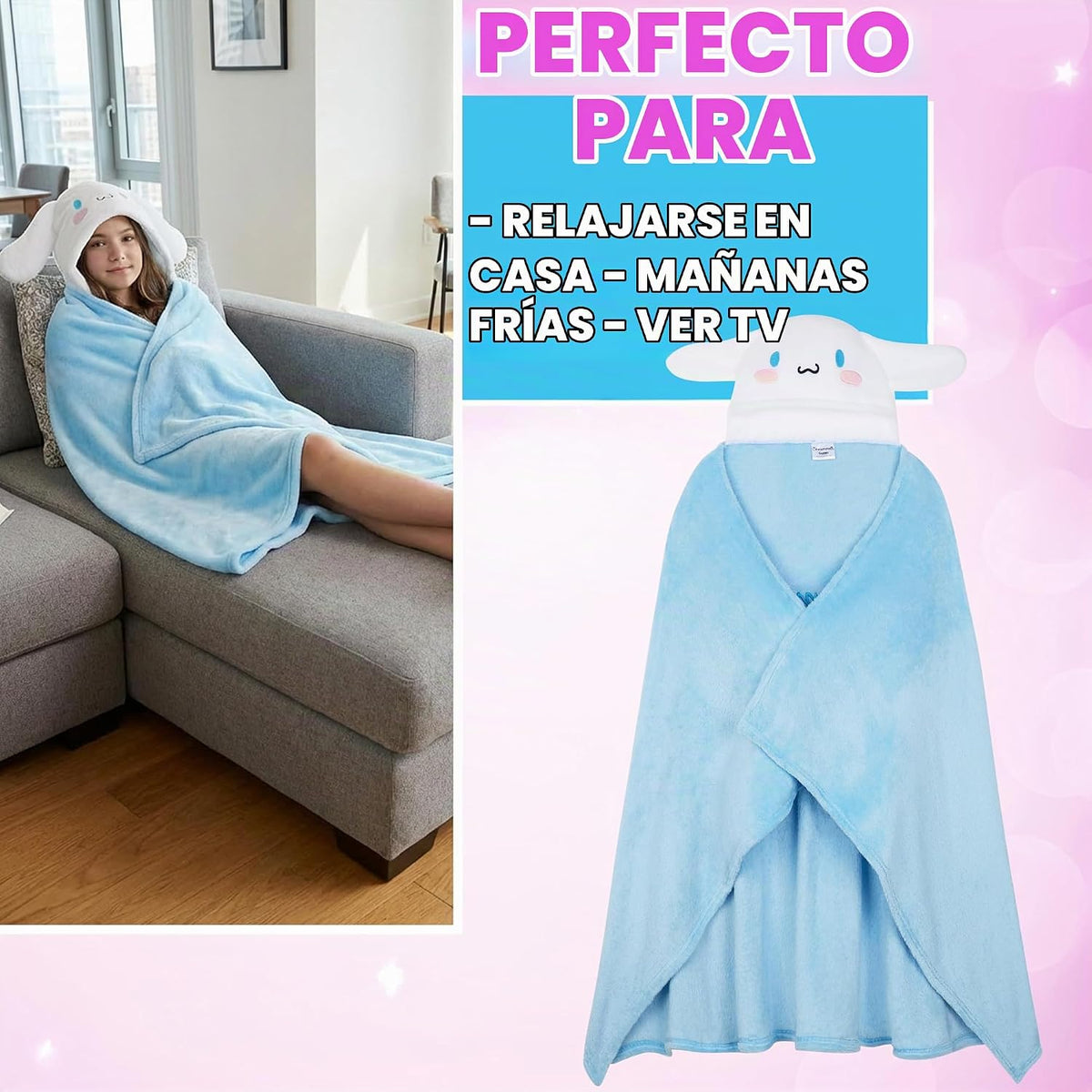 Hello Kitty Sanrio - Manta con capucha para mujer, adolescentes, fo...