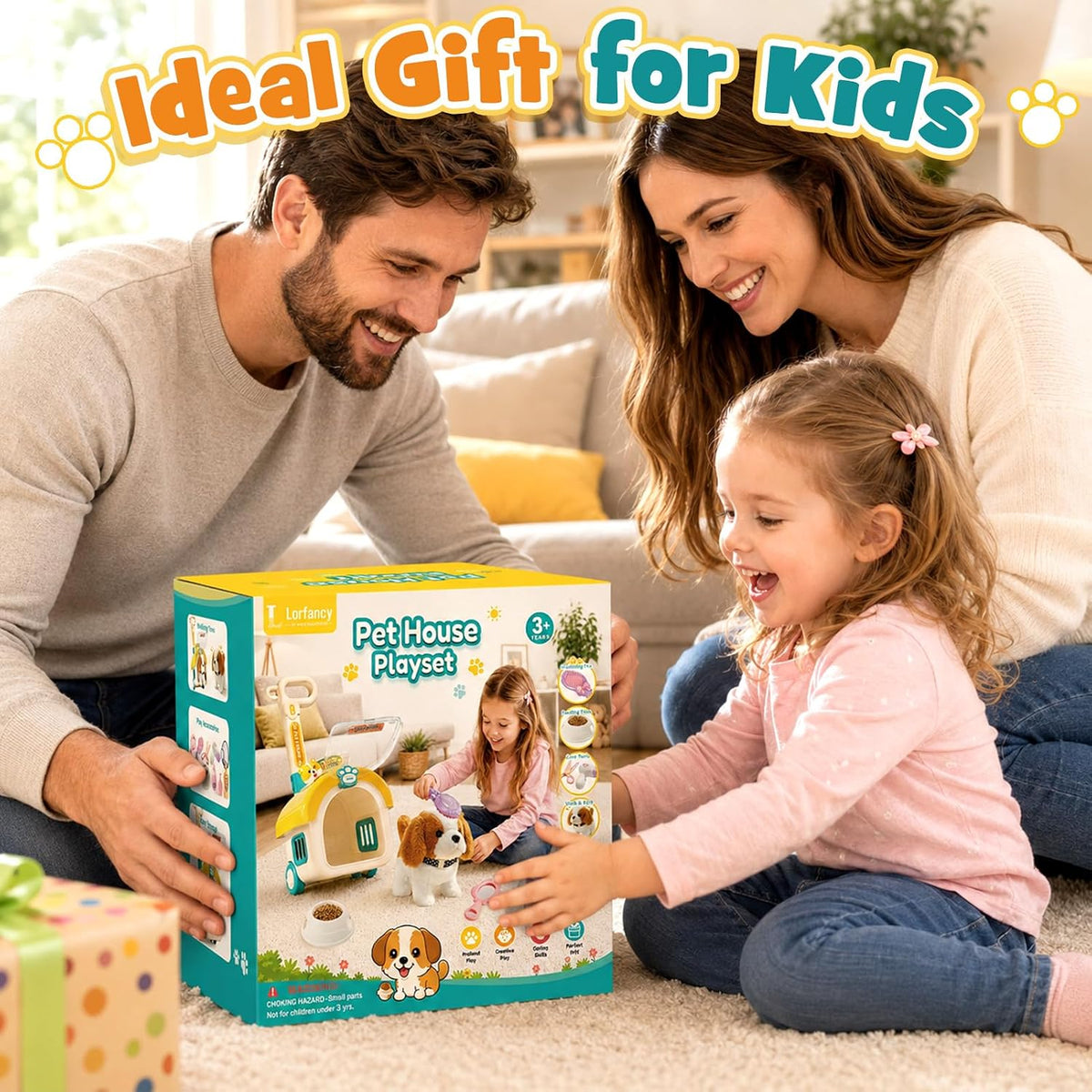 Lorfancy Juguete electrónico para perros que camina para niños con...