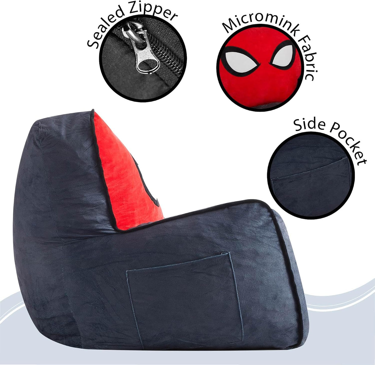 Idea Nuova Marvel Spiderman - Puf relleno de espuma para niños, asi...