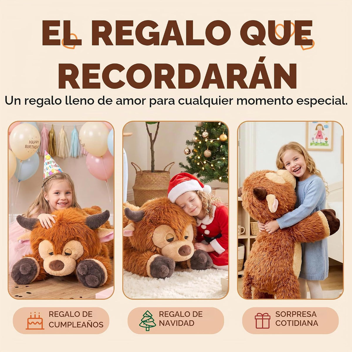 IKASA - Animal de peluche gigante de vaca de las Tierras Altas esco...