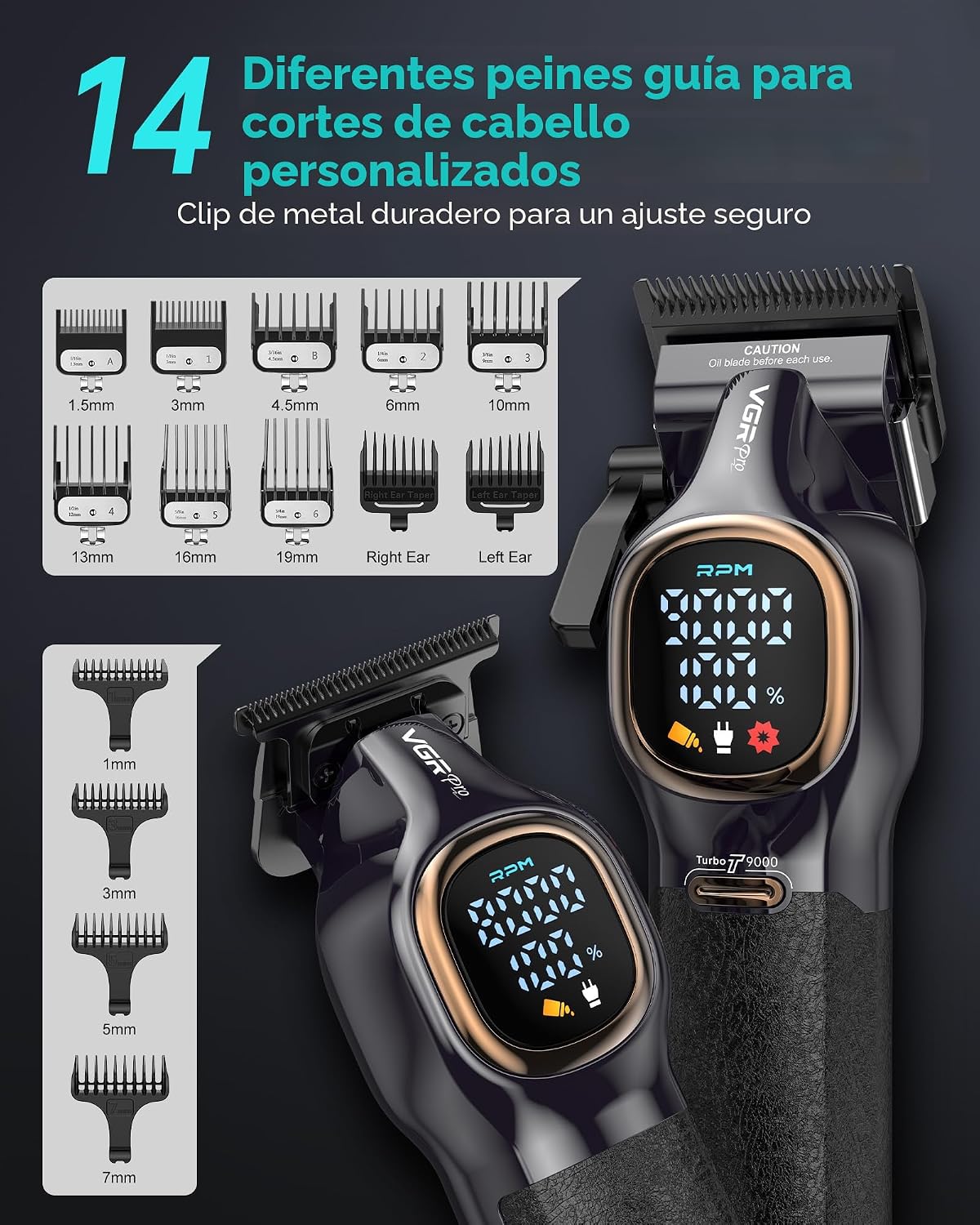 VGRPRO Cortadora de pelo profesional para hombres, juego de cortado...