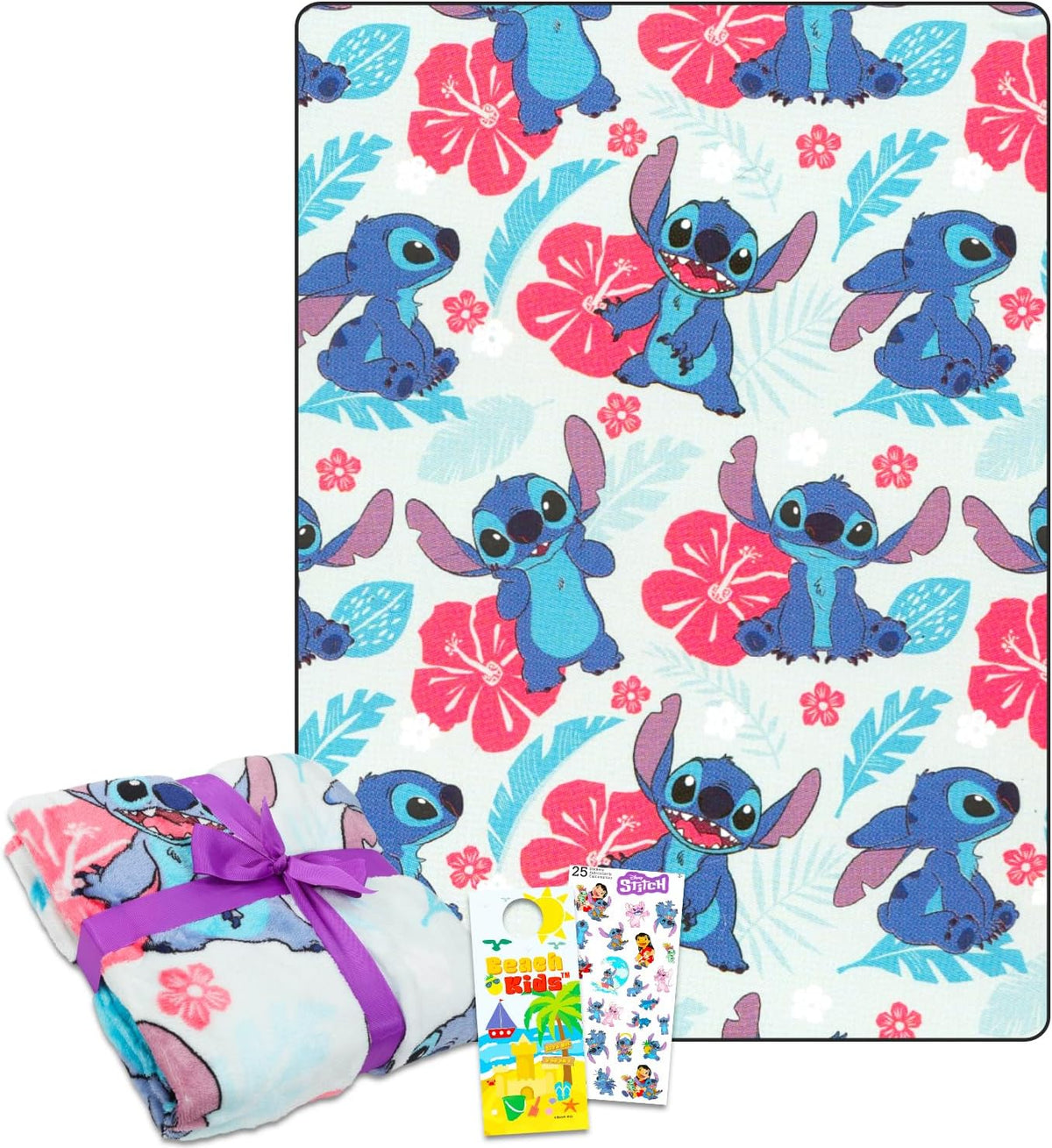 Disney Stitch - Juego de manta de forro polar, paquete con manta su...