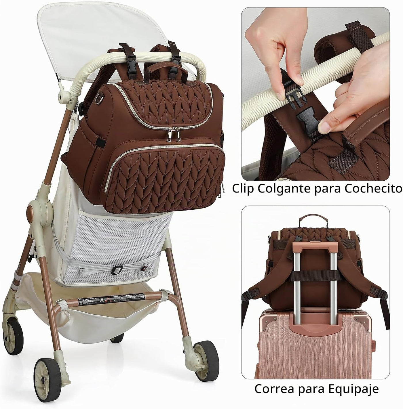 Bevkois Mochila pequeña para pañales acolchada, mini bolsa cruzada...