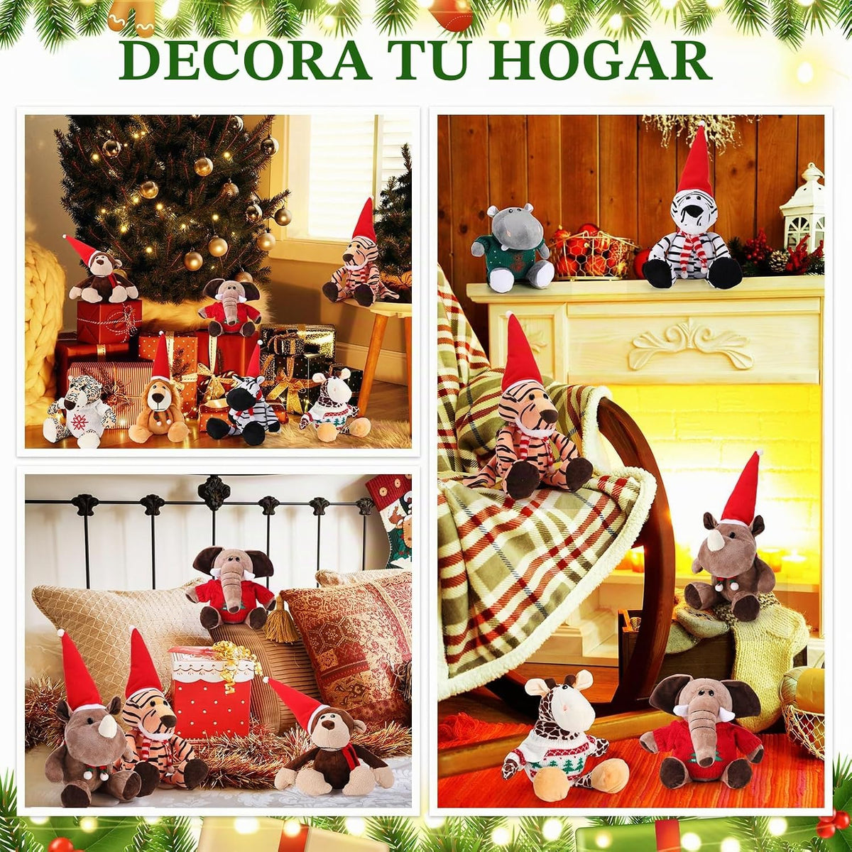 HyDren Juguetes de zoológico de peluche de animales de safari de 9...