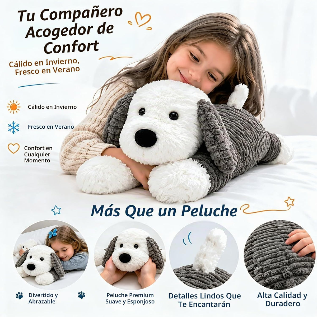 MaoGoLan Peluche de perro de 4 libras para adultos y niños, almohad...