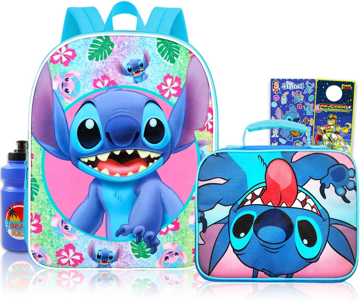Lilo And Stitch Mochila escolar y bolsa de almuerzo, paquete de 4 p...