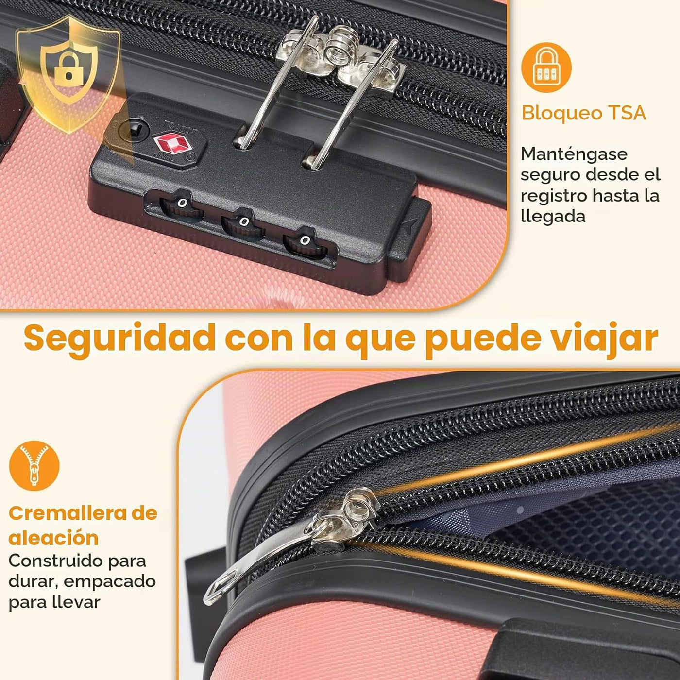 NEWBULIG Equipaje de mano, Maleta de carcasa rígida, negro, Rosa, 2...