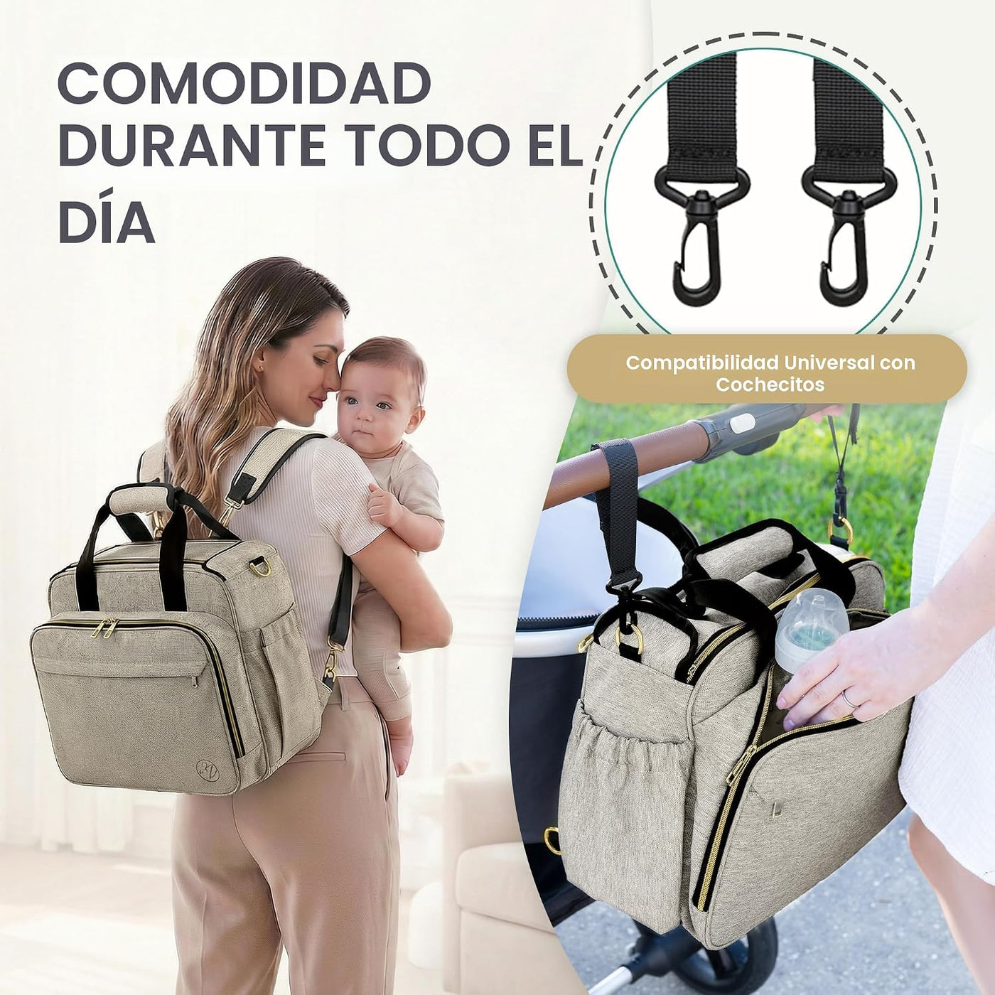 Mellories Bolso de pañales convertible de 4 en 1 para bebés niños y...
