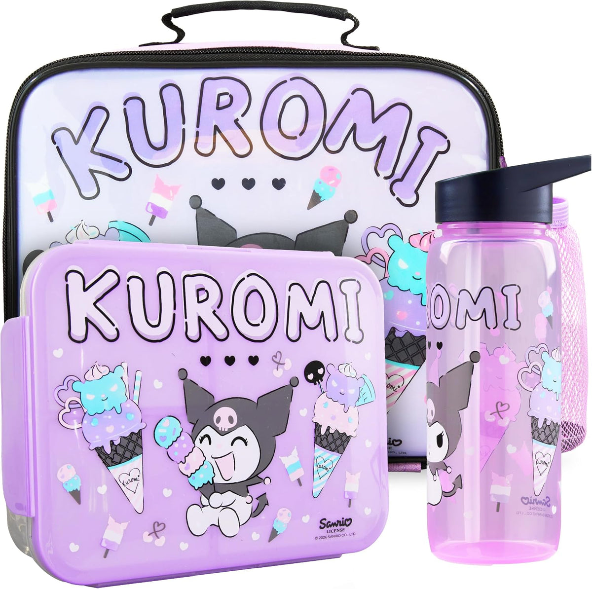 Get Trend Kuromi Girls Bolsa de almuerzo, caja Bento y botella de a...