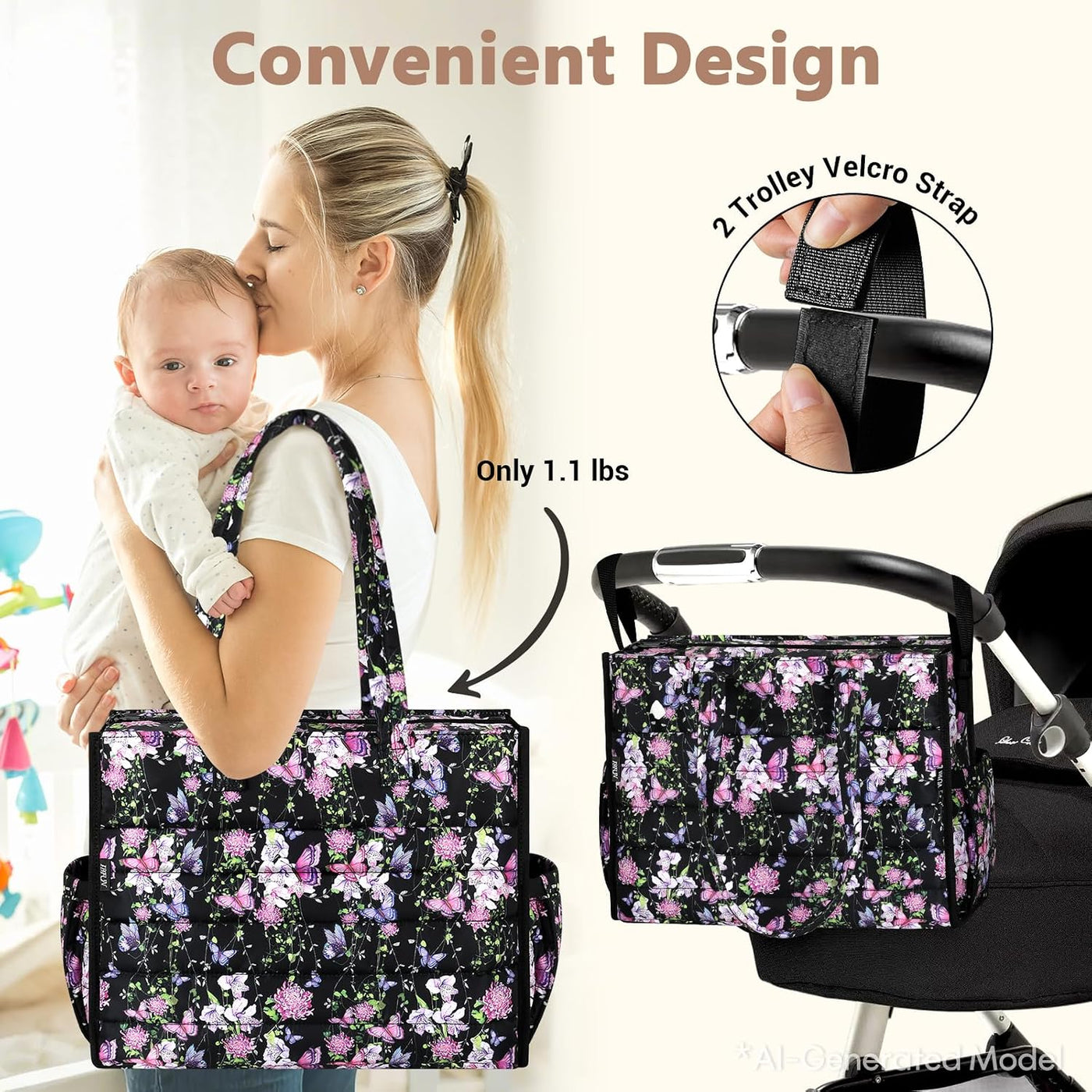 IBFUN Bolso de Pañales para Bebé - Bolso Grande para Bebé 4Pcs con...