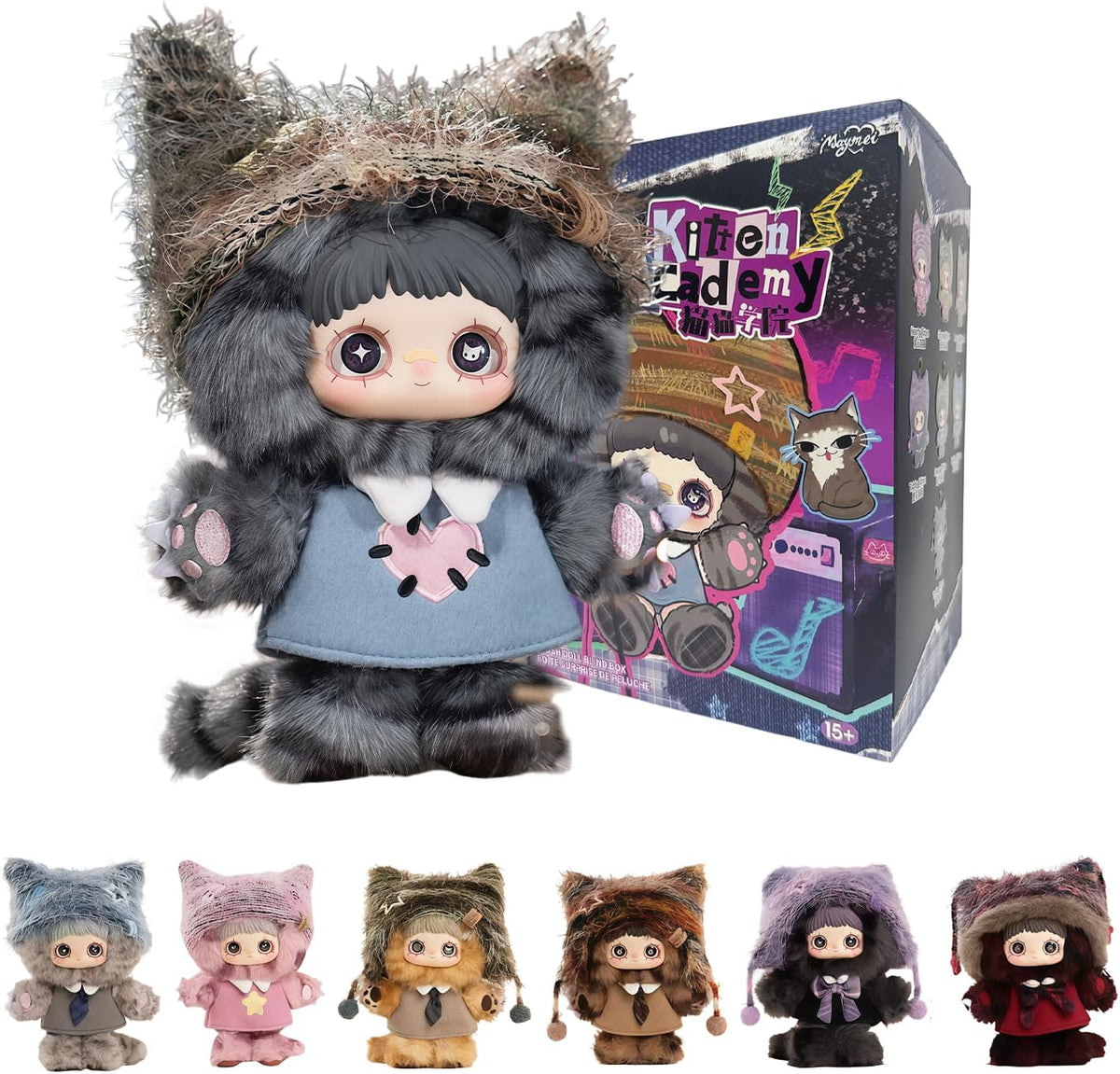 WINKLOORI MayMei Kitten Academy Series - Llavero de peluche con caj...