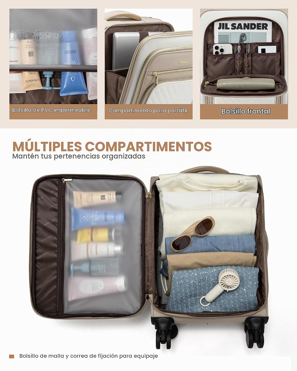 LOVEVOOK Equipaje de mano de 22 x 14 x 9 aprobado por aerolínea, ma...