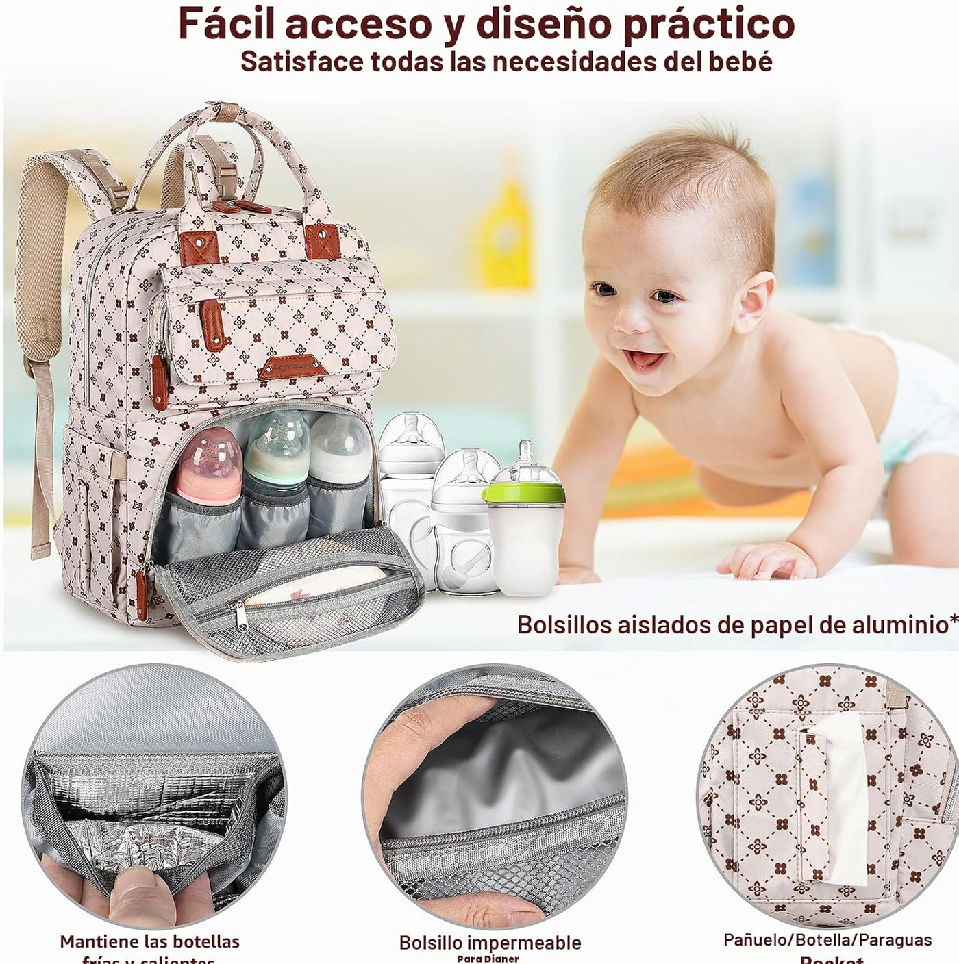 Legestori Mochila para pañales de bebé, bolsa de bebé para niñas, g...