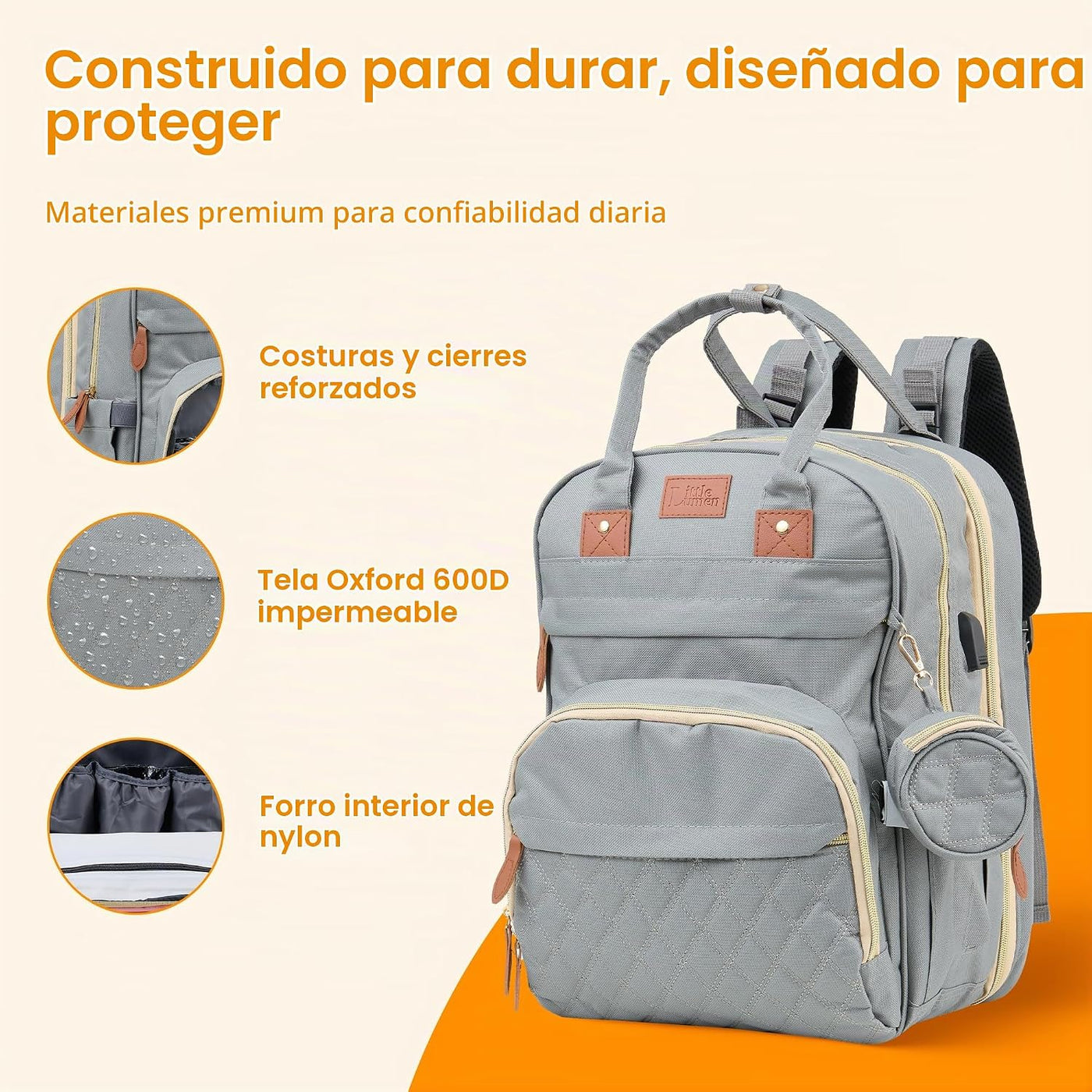 Little Lumen Mochila para pañales con cambiador \u2013 Bolsa de pañ...