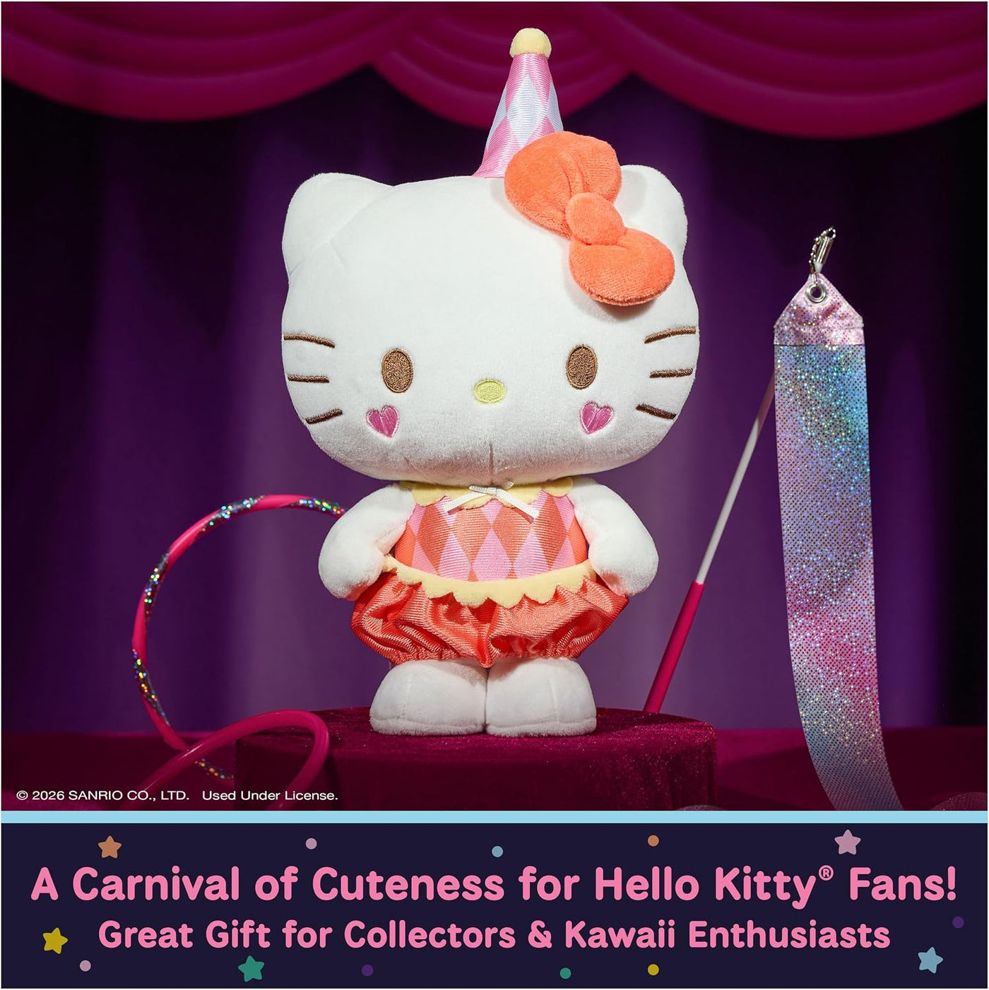 GUND Sanrio Hello Kitty Acrobat Juguete de peluche de circo de 9,5...