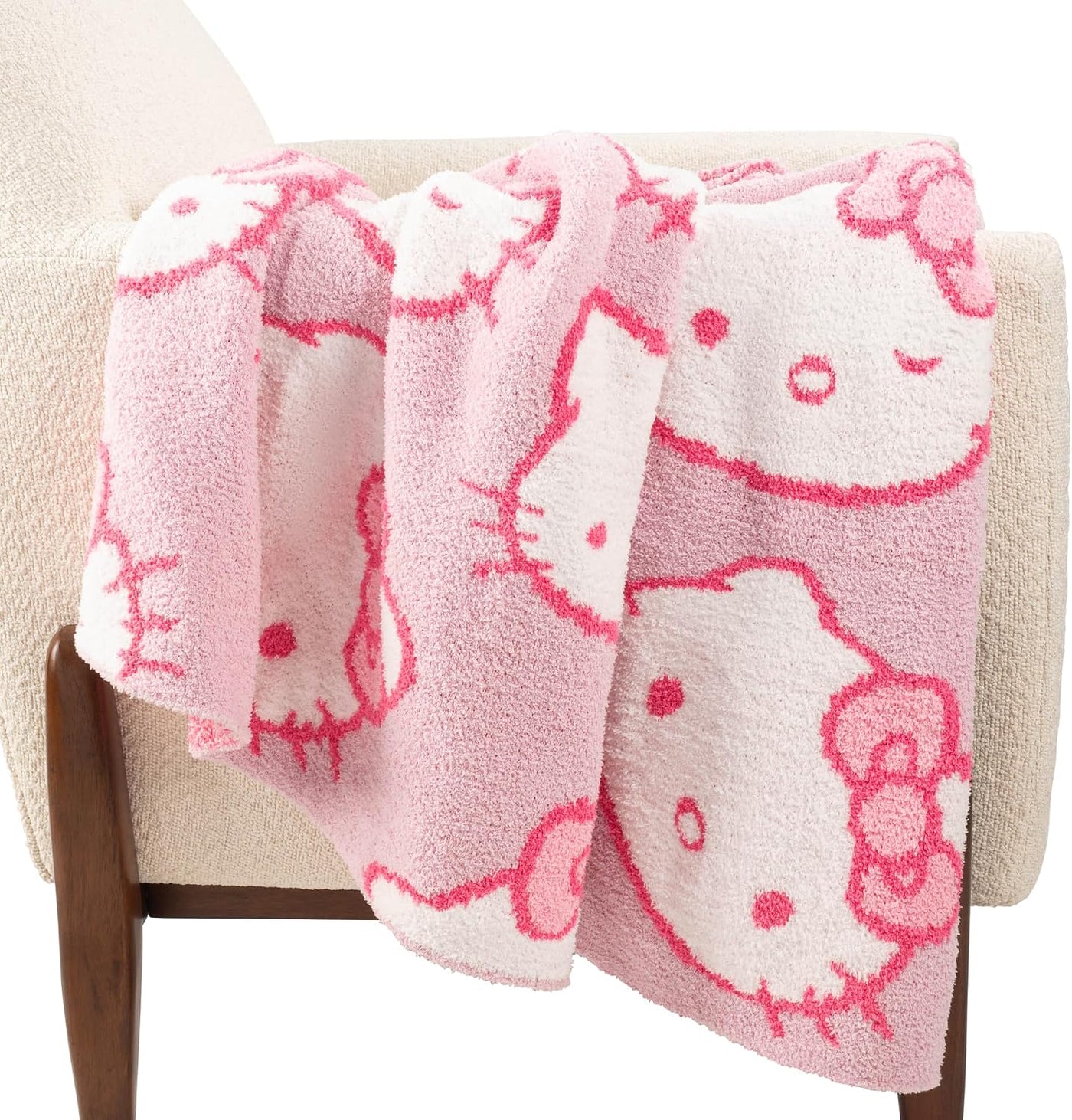 Jay Franco Hello Kitty - Manta mullida de punto de plumas, color ro...