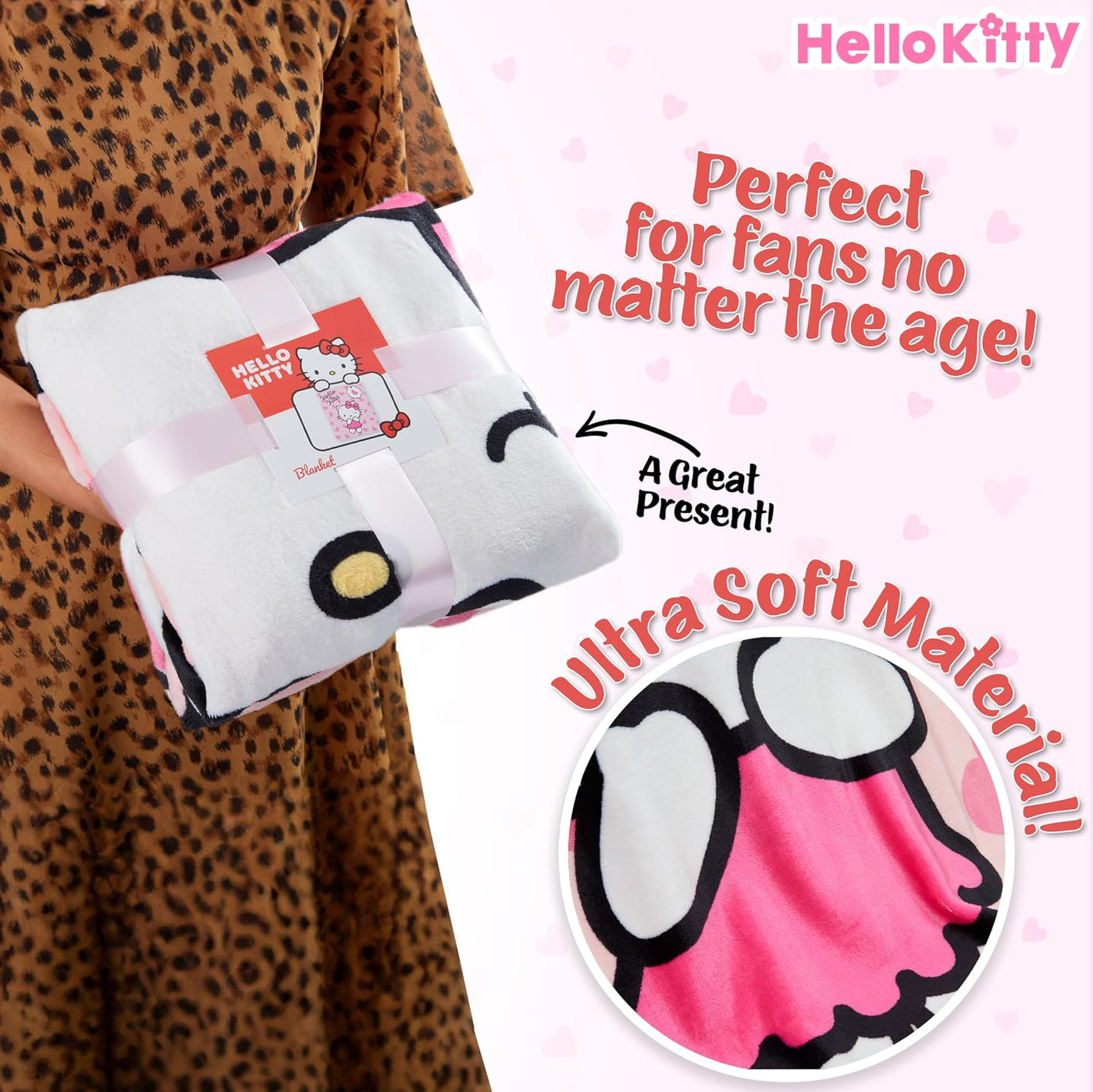 Manta de forro polar Hello Kitty Sanrio, 59x51 pulgadas, ropa de ca...