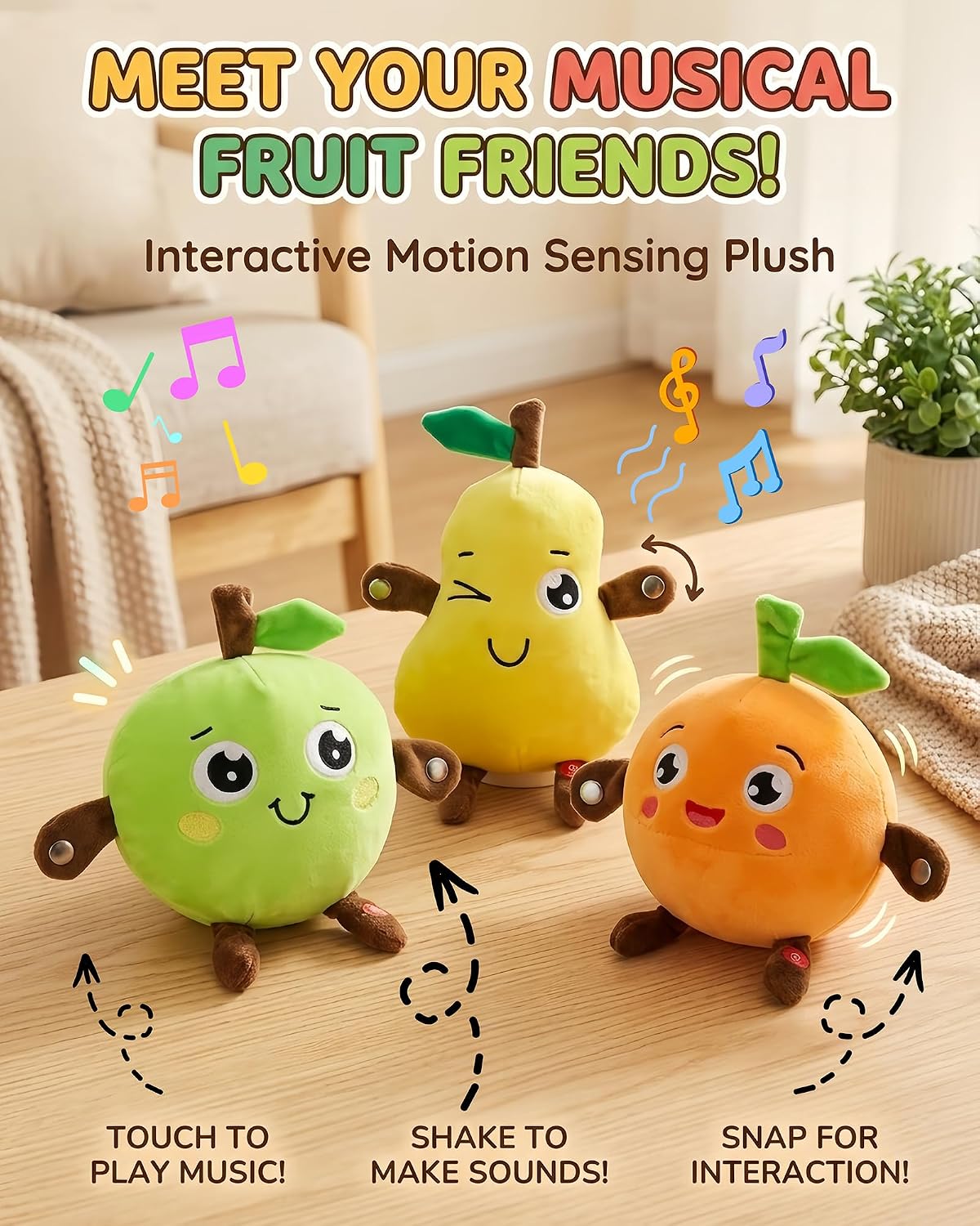 YXuan Juguete sensorial musical de felpa suave, juguete de peluche...