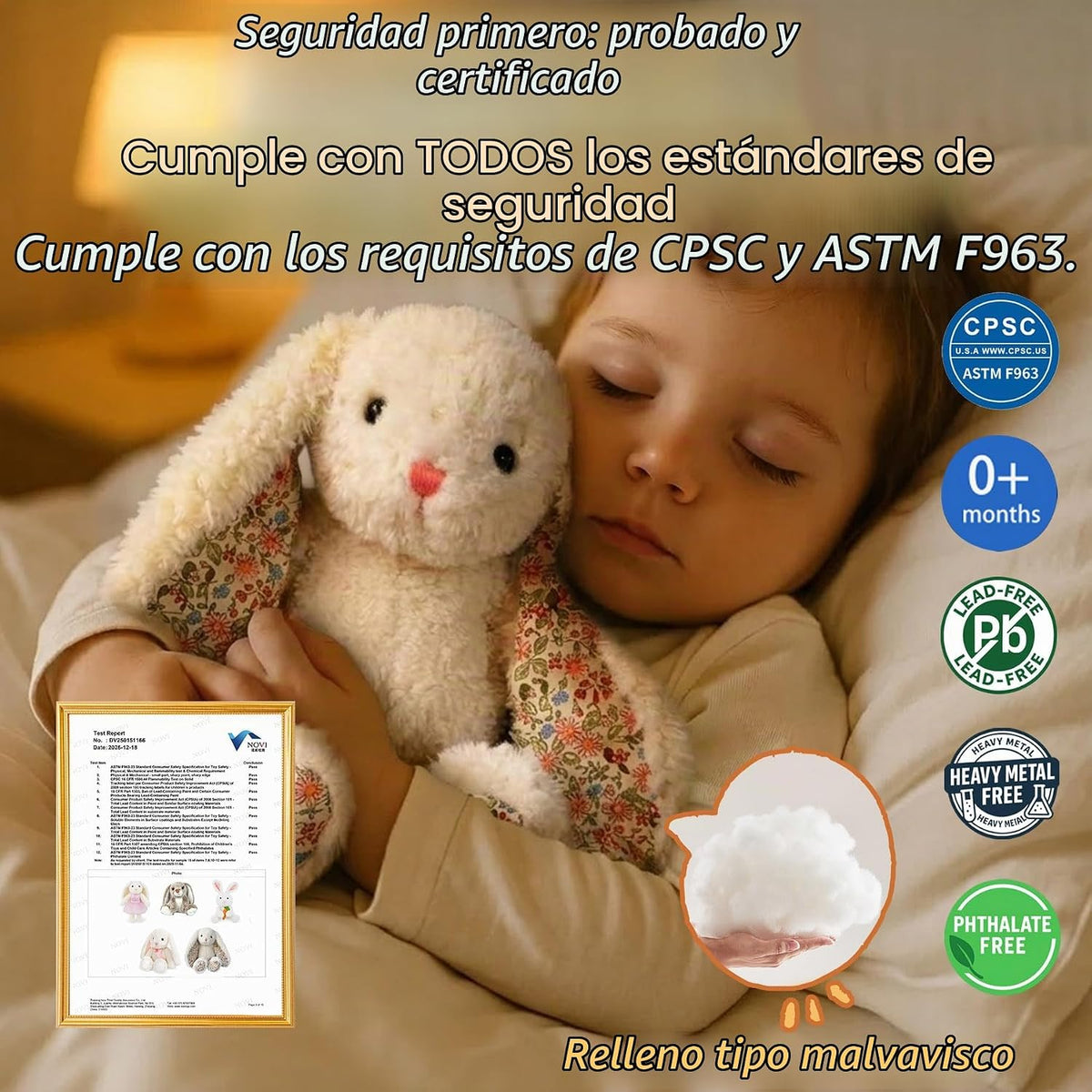 okegztoa Conejito floral de peluche, color crema, estilo francés, e...