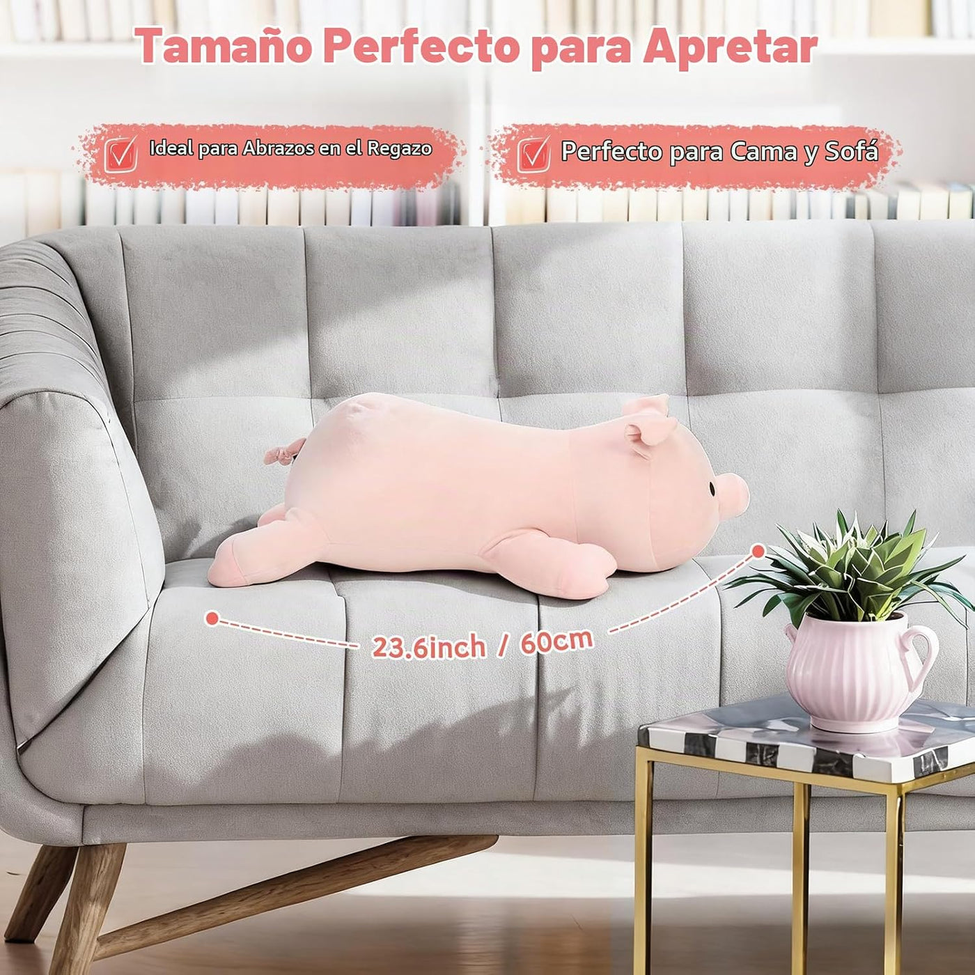 MaoGoLan - Almohada de peluche de cerdo rosa, almohada corporal de...