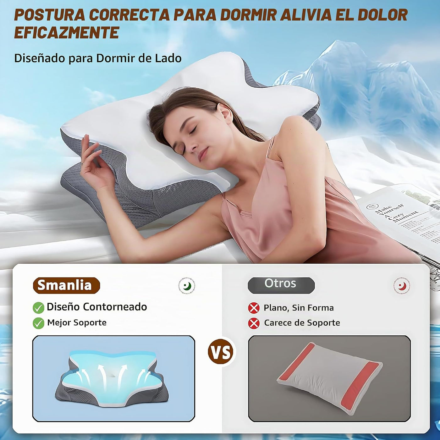Almohada Cervical para el Cuello para Alivio del Dolor, Almohadas E...