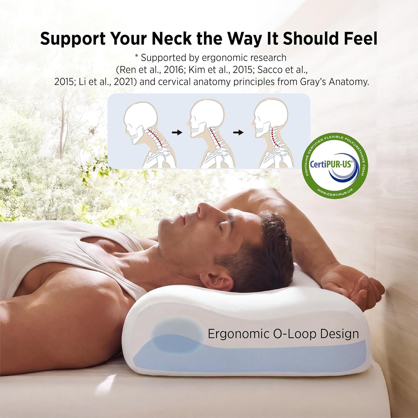 Bedsure Almohada cervical para el cuello \u2013 Almohadas de espuma...