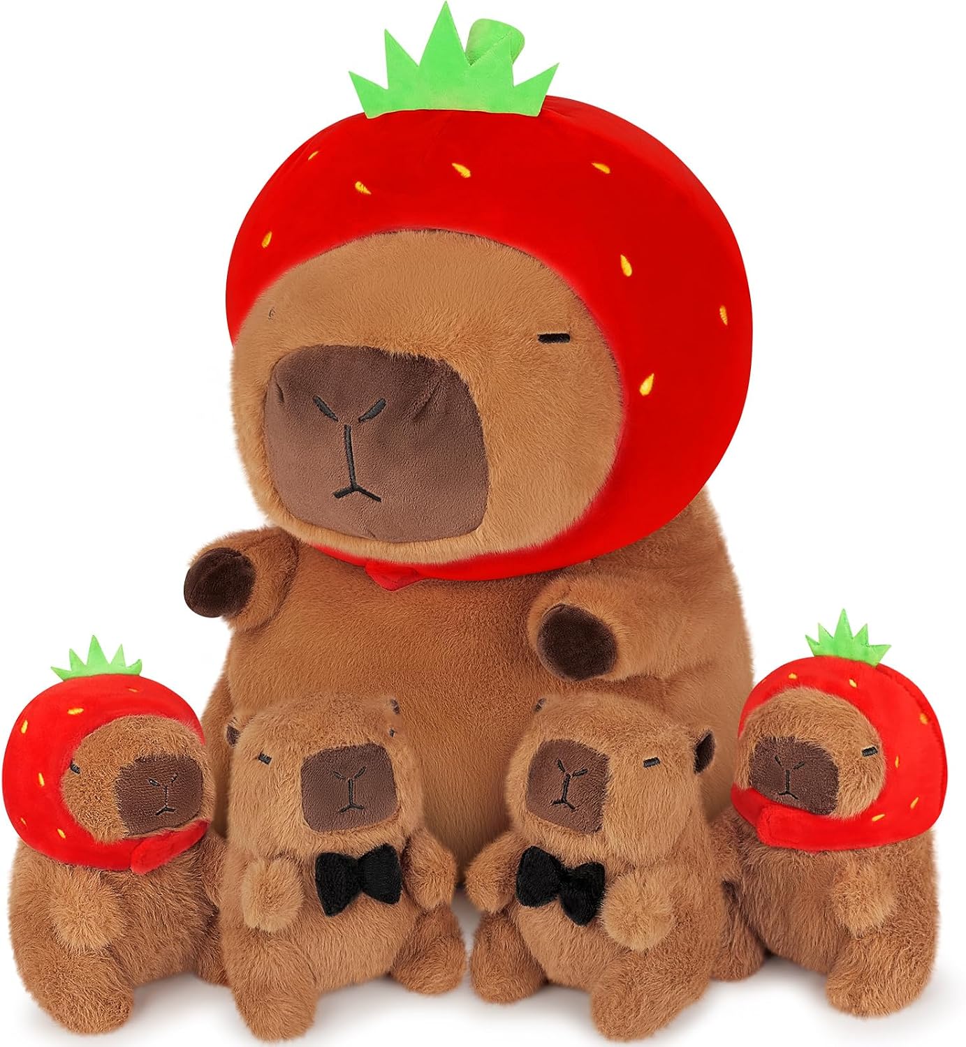 Achwishap Capybara - Juego de 5 peluches de Capybara con mamá y 4 b...