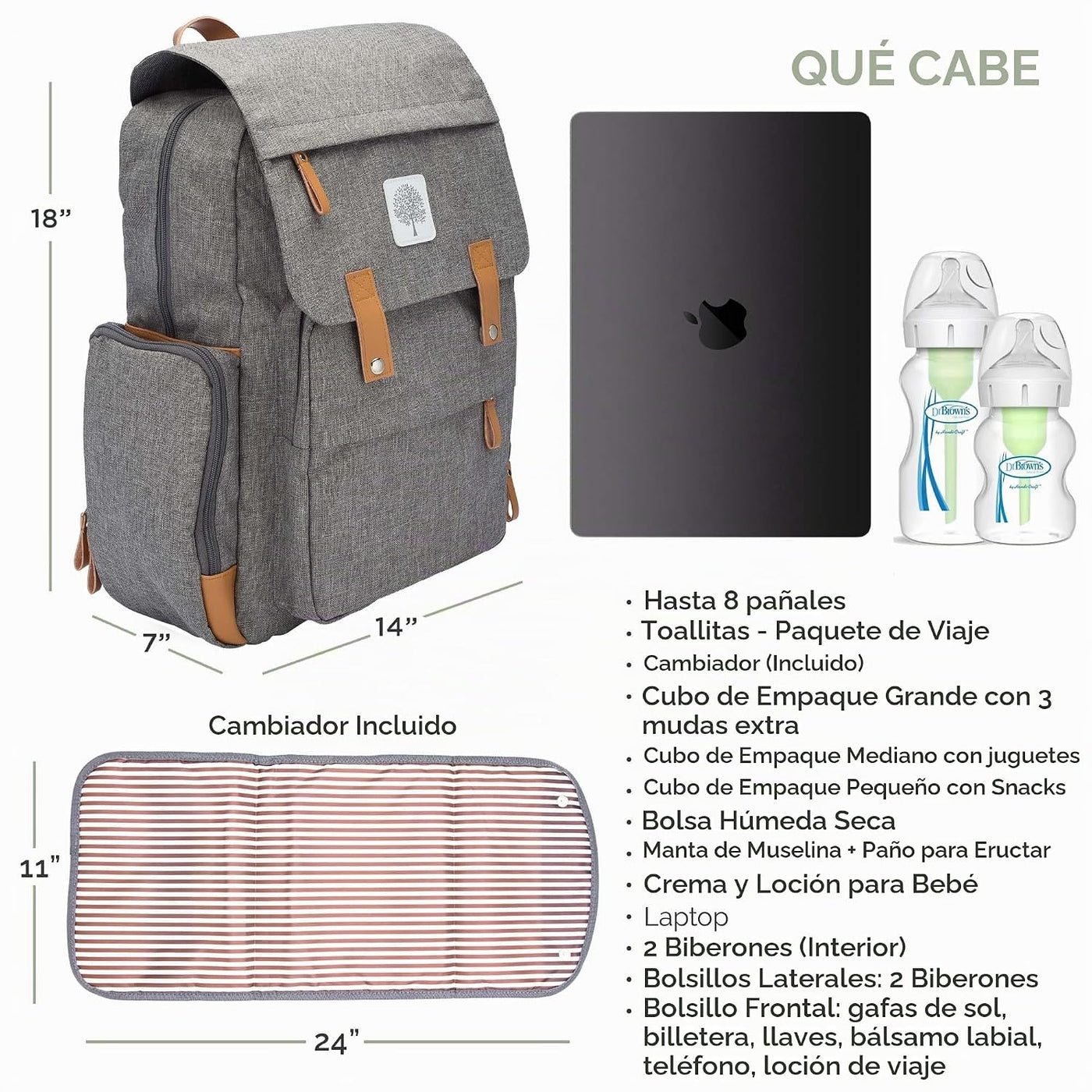 Parker Baby Co. Mochila para pañales - Bolsa de pañales grande con...