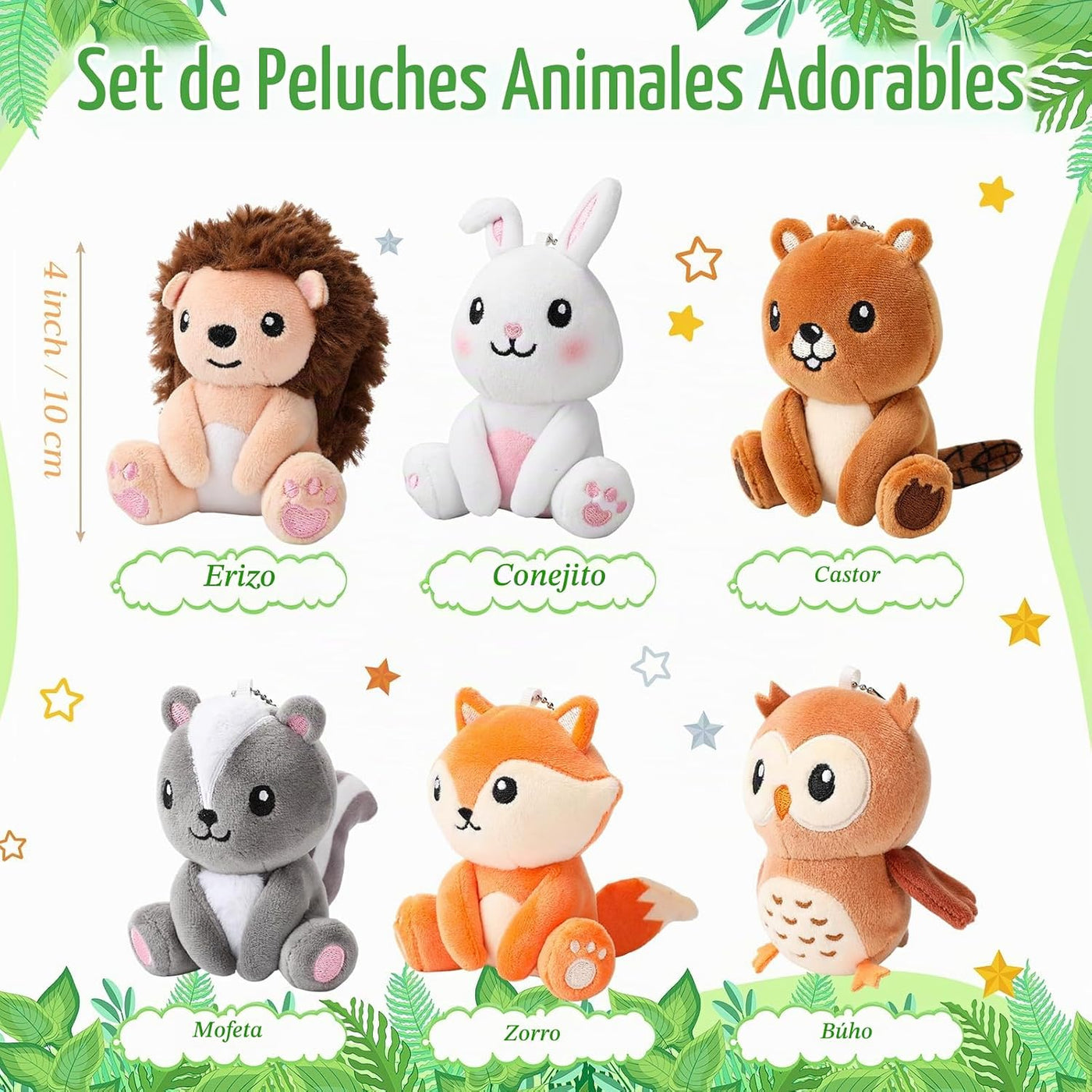 Aoriher 6 piezas de mini animales del bosque, regalo de 4 pulgadas,...