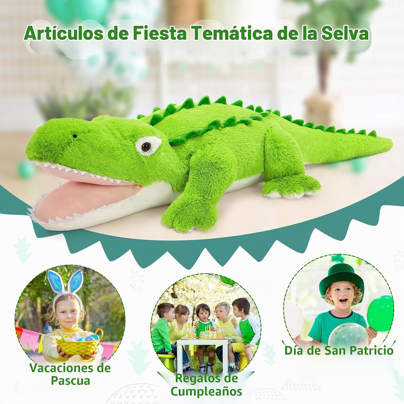 Tezituor Animales de peluche de cocodrilo gigante de 51 pulgadas, a...