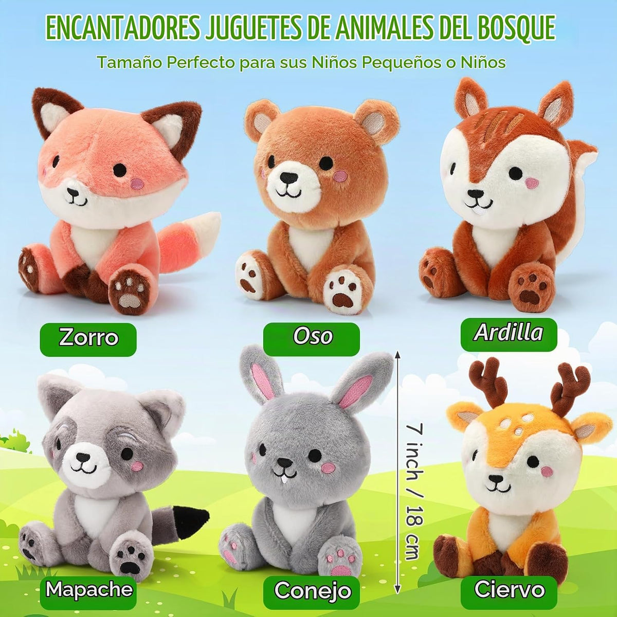RoundFunny 6 Piezas Juguetes de Animales del Bosque de 7 Pulgadas O...