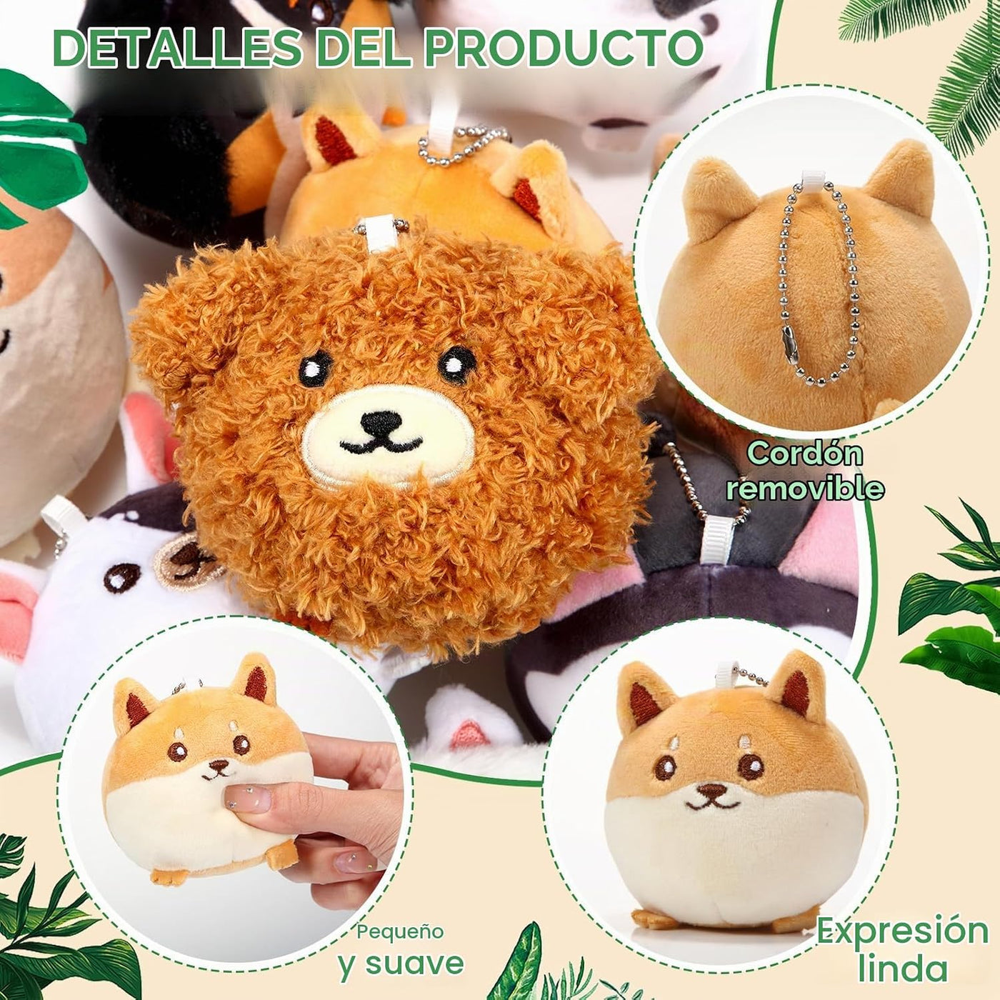 Libima 9 piezas de mini animales de peluche llaveros de 3.15 pulgad...