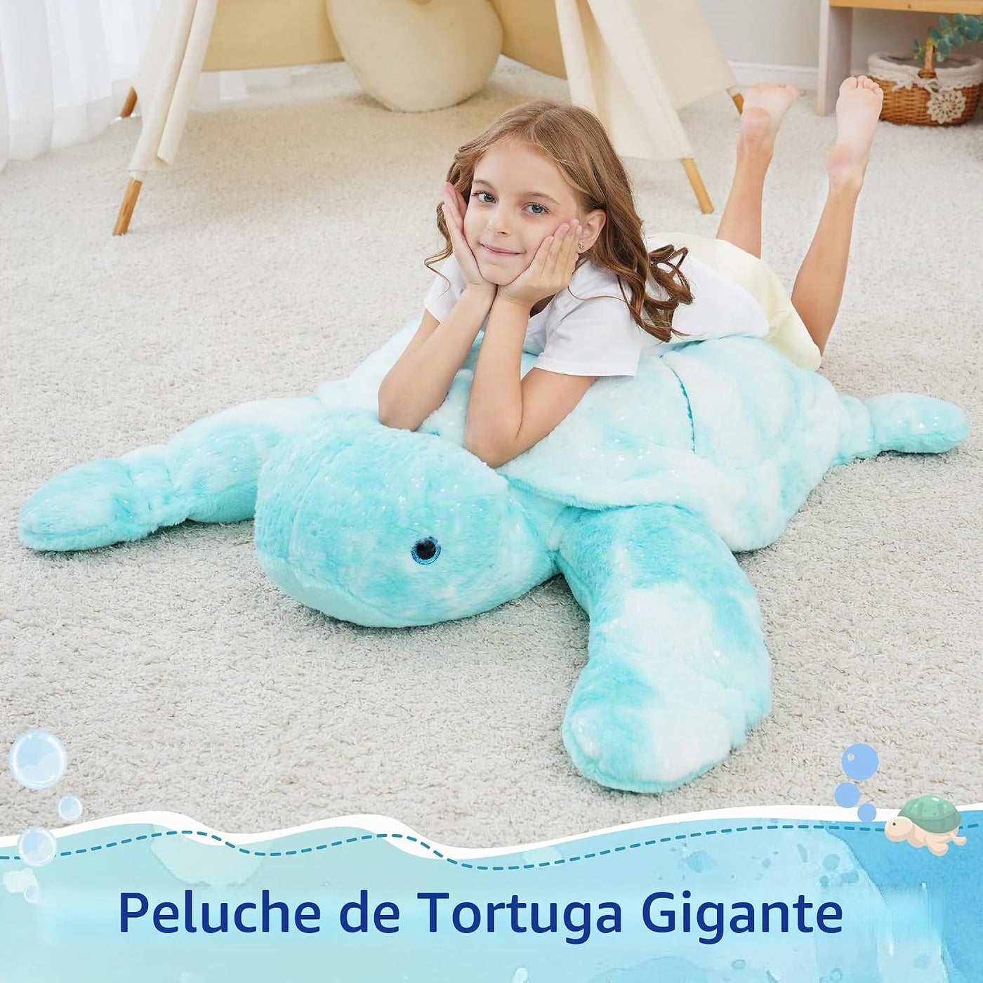Jrystar - Animal de peluche gigante de tortuga marina, almohada de...