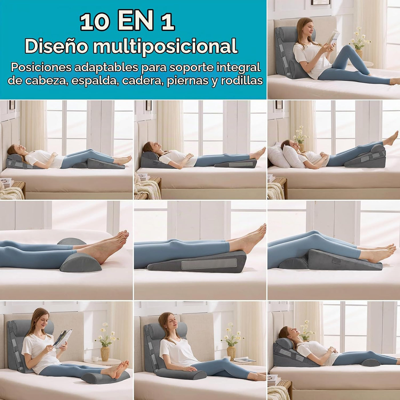 WGAKCED Juego de 4 almohadas de cuña para después de la cirugía, al...