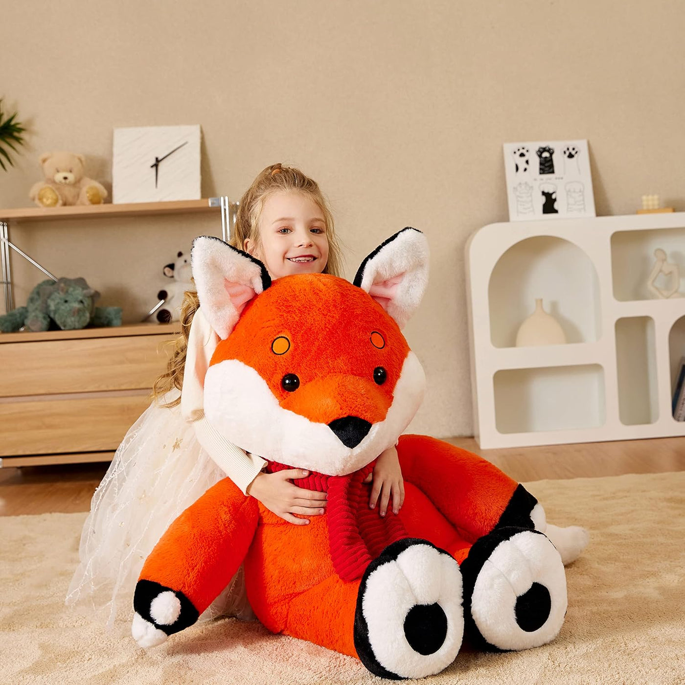 EARTHSOUND Juguete de peluche de zorro gigante, 30 pulgadas, grande...