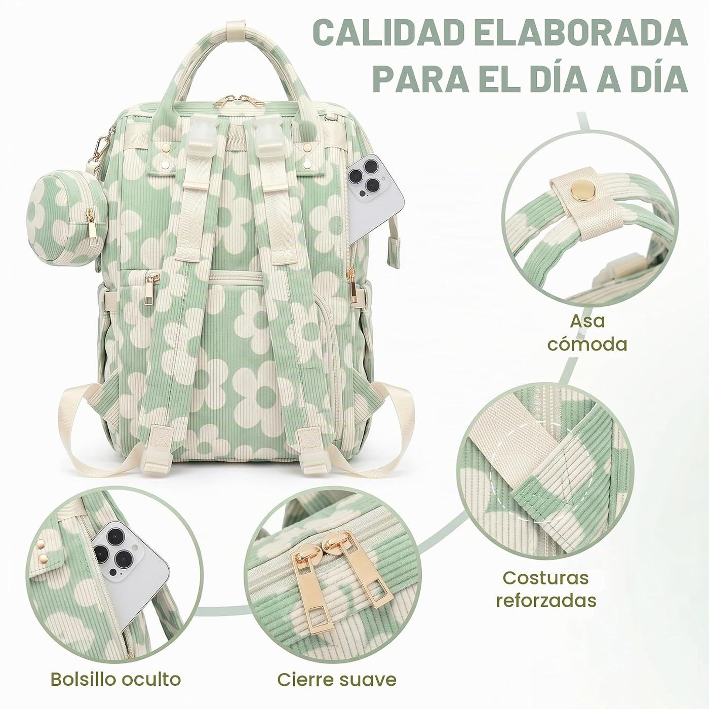 Lrenagao Mochila para pañales de bebé para mamá y papá, bolsa de pa...